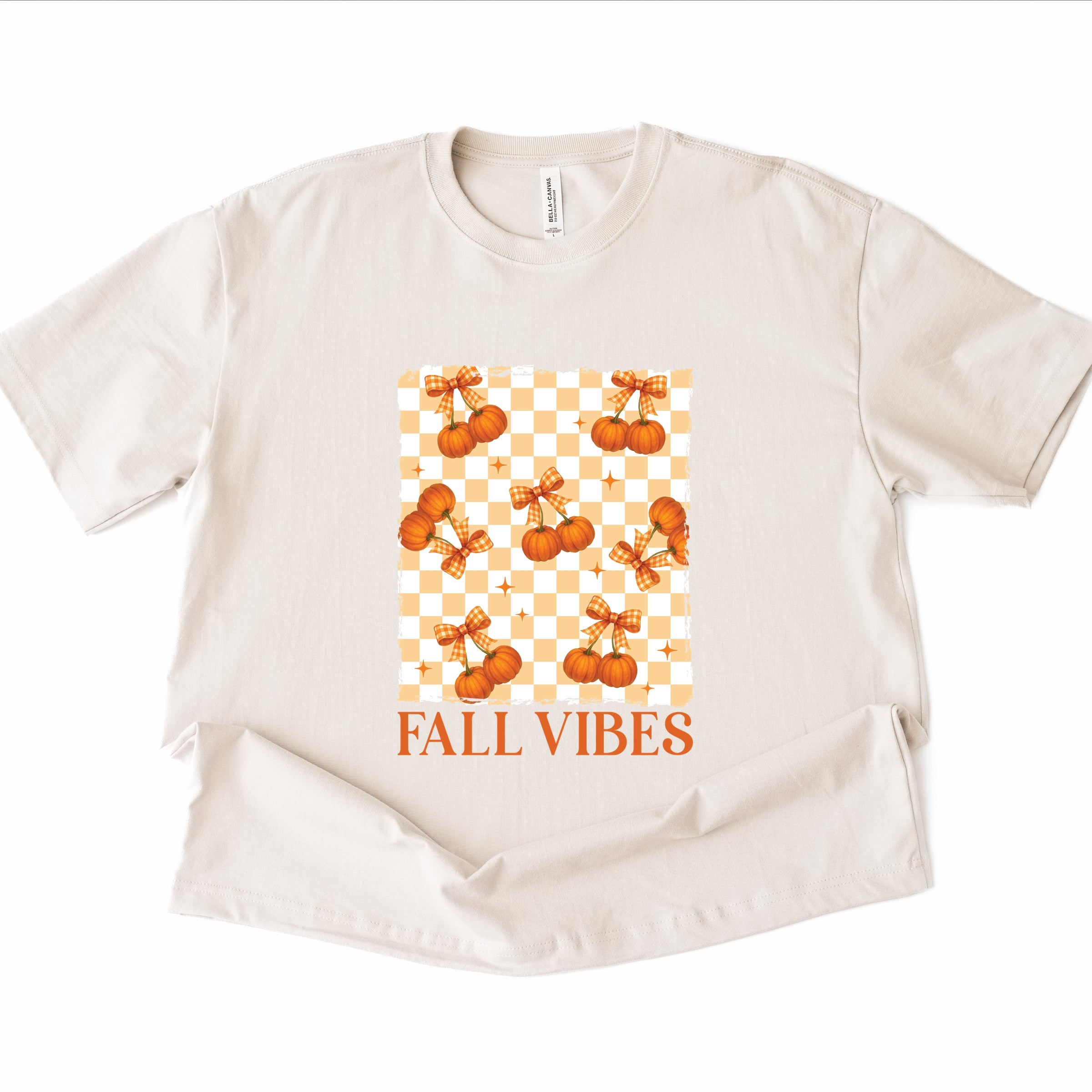 Fall Vibes Checked Pumpkins - Women's Heavyweight Graphic T-Shirt
