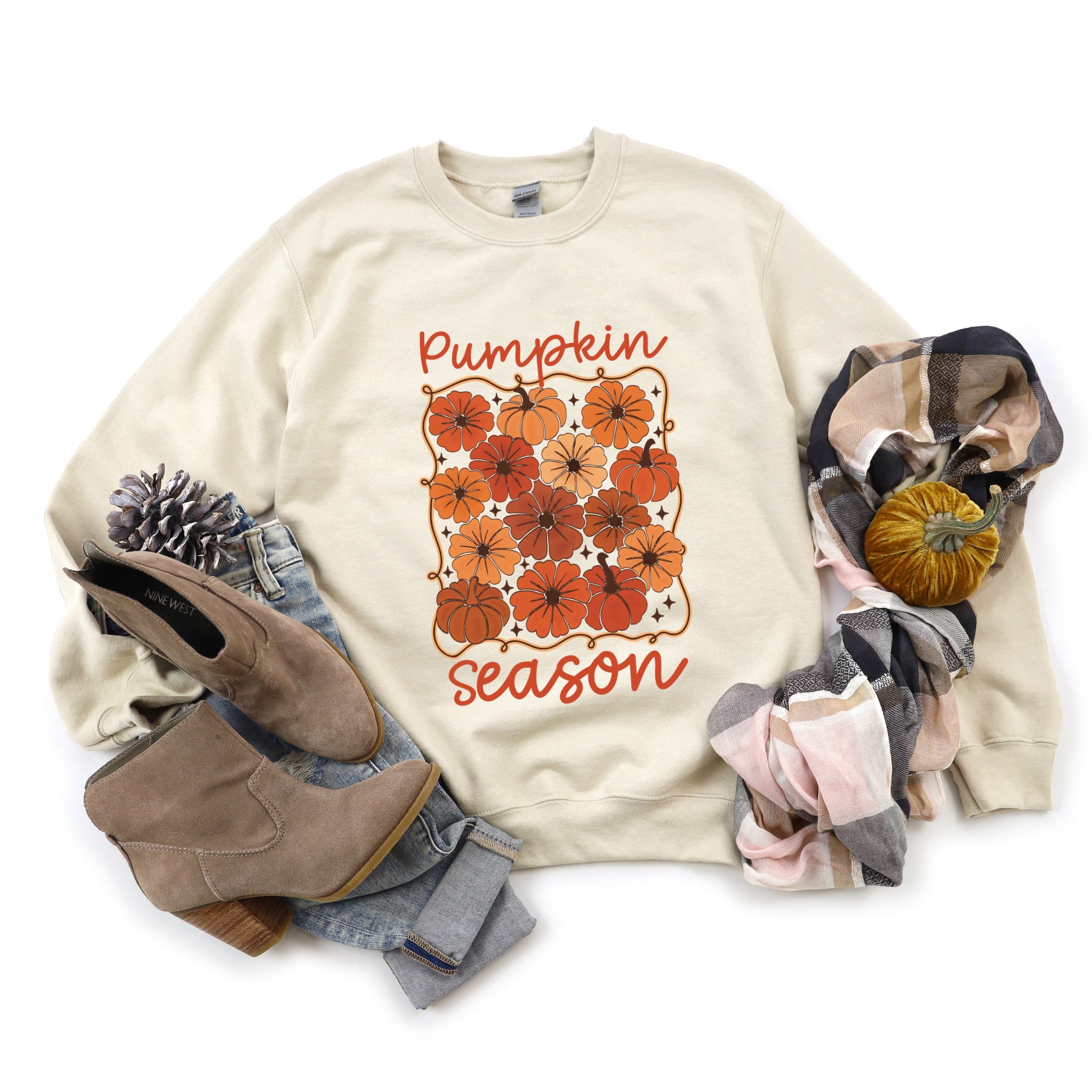 Pumpkin Season Floral - Women's Graphic Sweatshirt