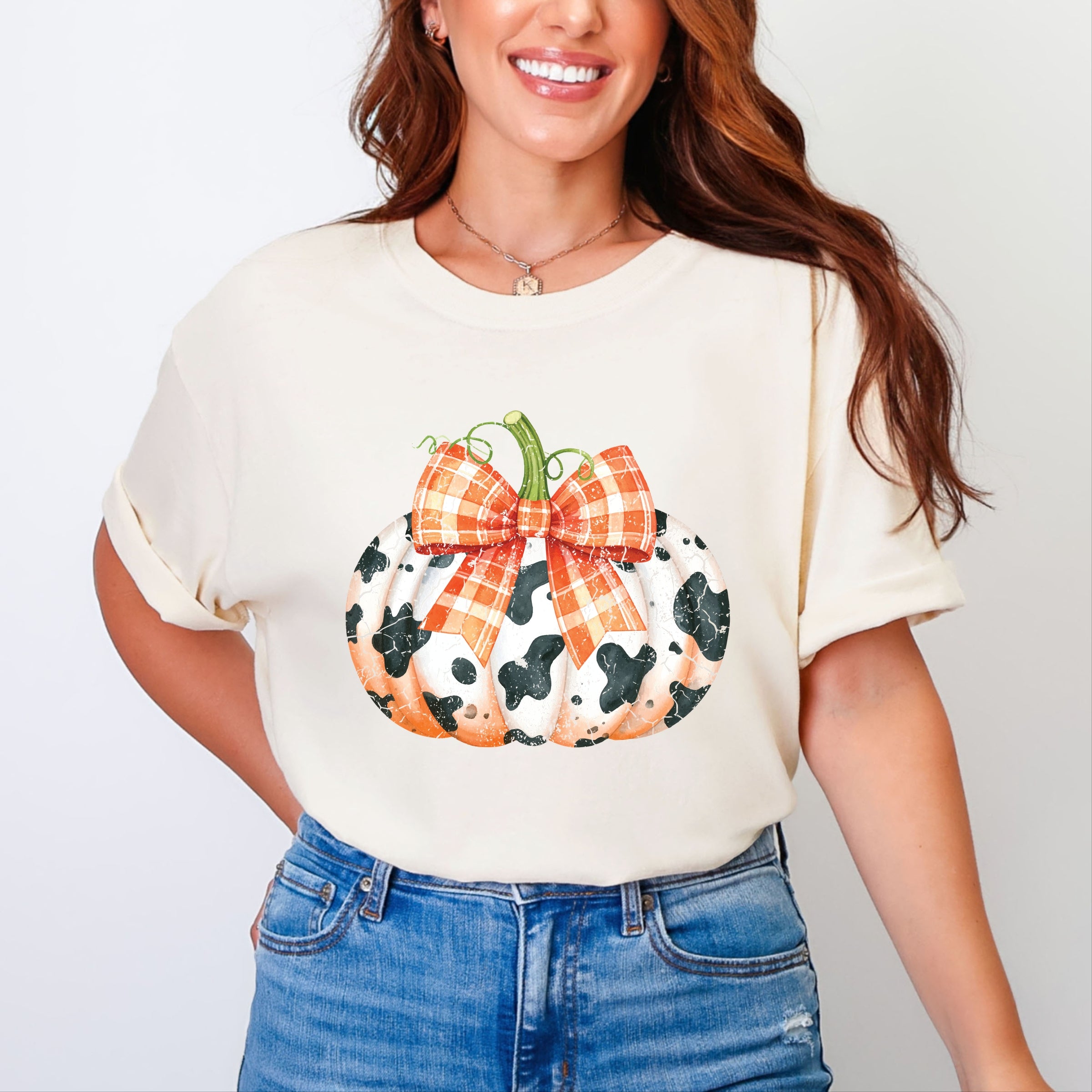 Cow Pumpkin Coquette Distressed - Garment Dyed Tee