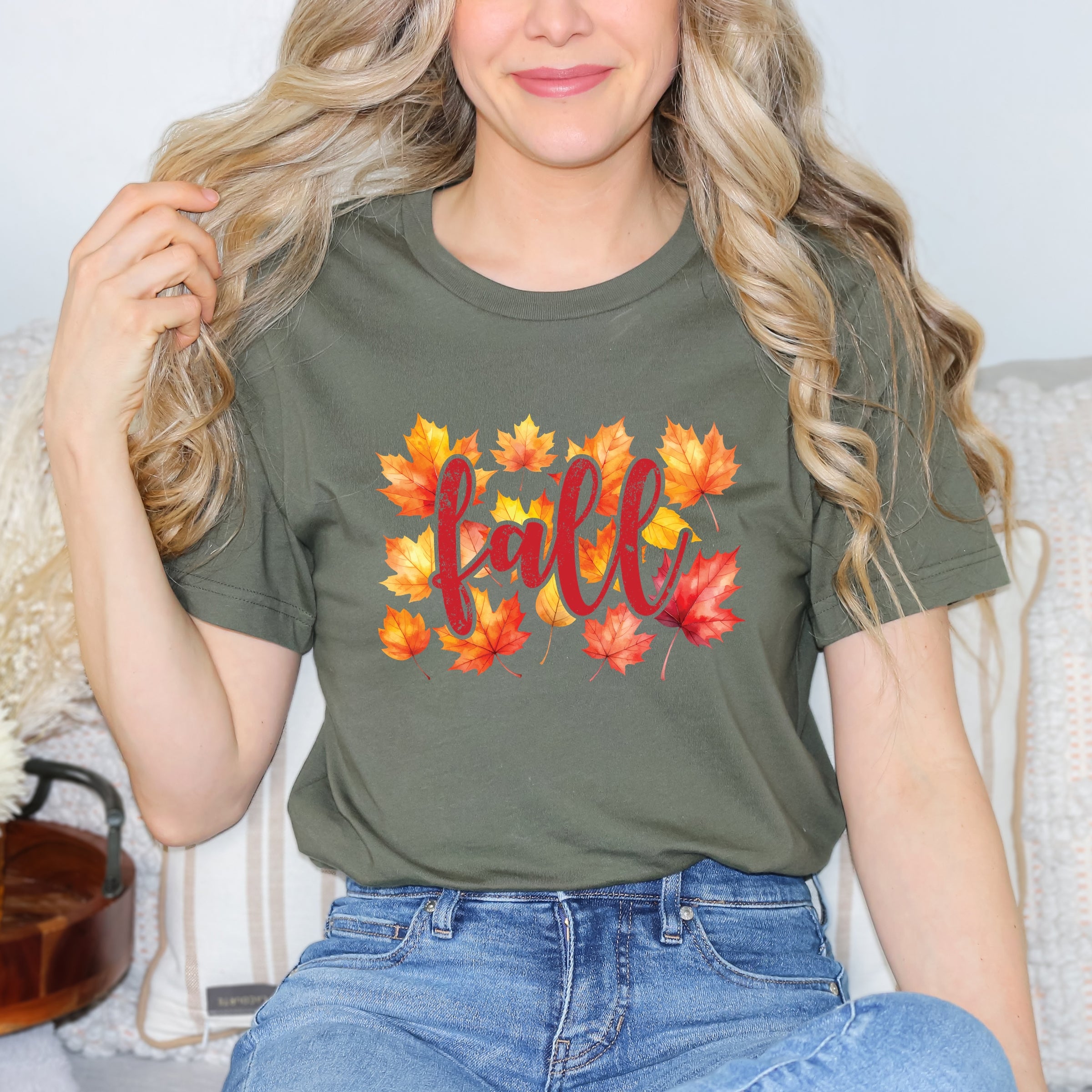 Fall Leaves Watercolor - Women's Short Sleeve Graphic T-Shirt