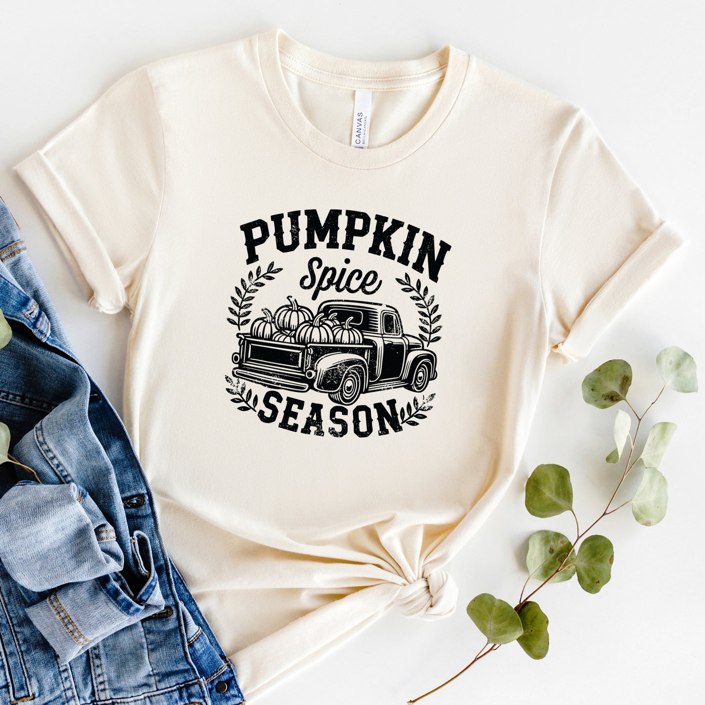 Pumpkin Spice Season Truck Distressed - Short Sleeve Tee