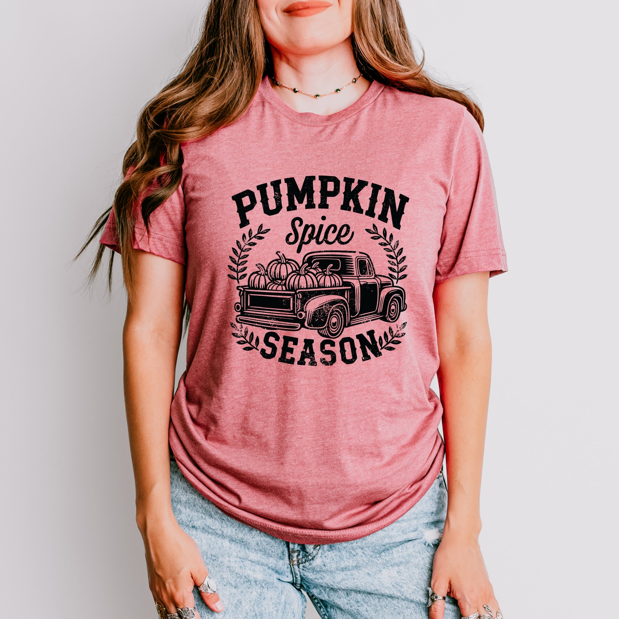 Pumpkin Spice Season Truck Distressed - Short Sleeve Tee