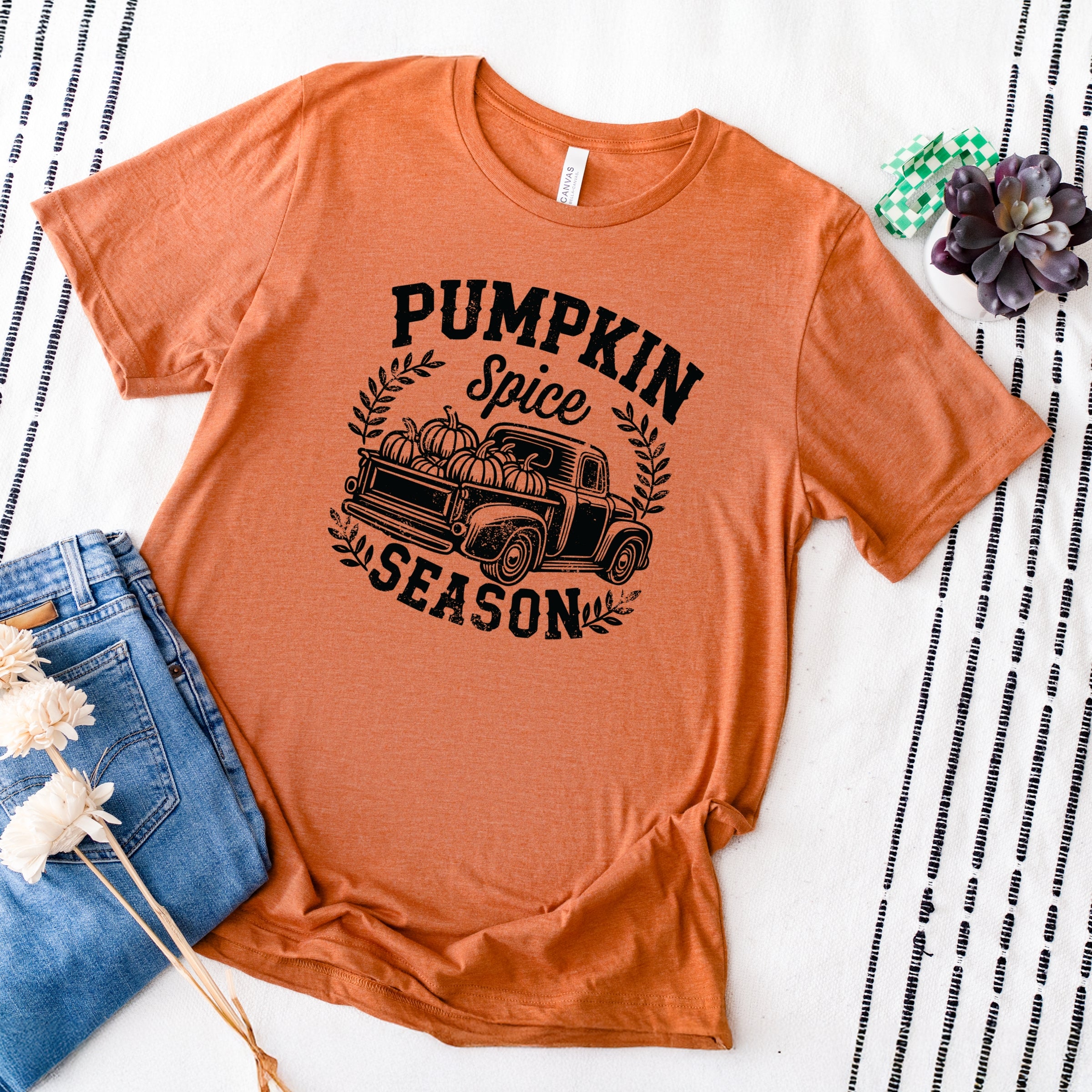 Pumpkin Spice Season Truck Distressed - Short Sleeve Tee