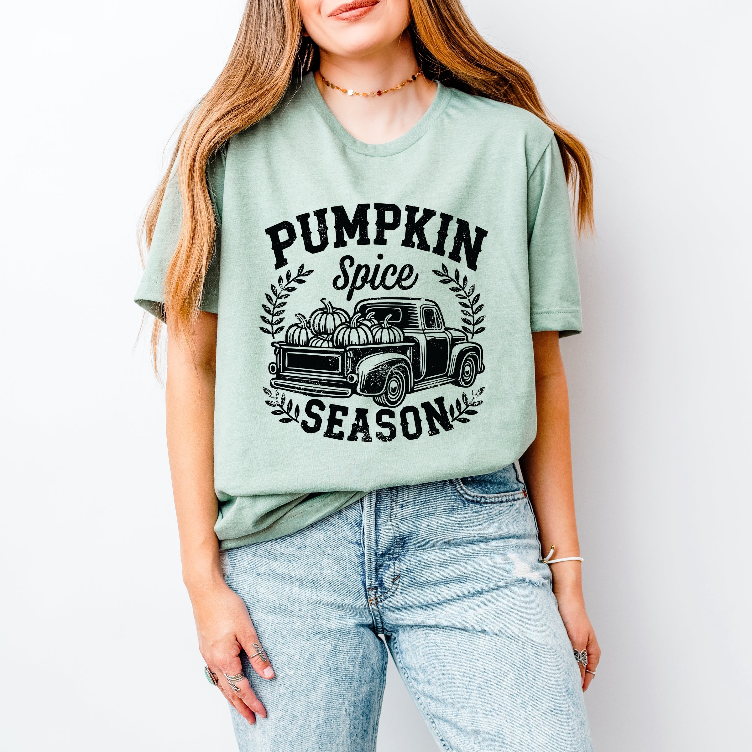 Pumpkin Spice Season Truck Distressed - Short Sleeve Tee
