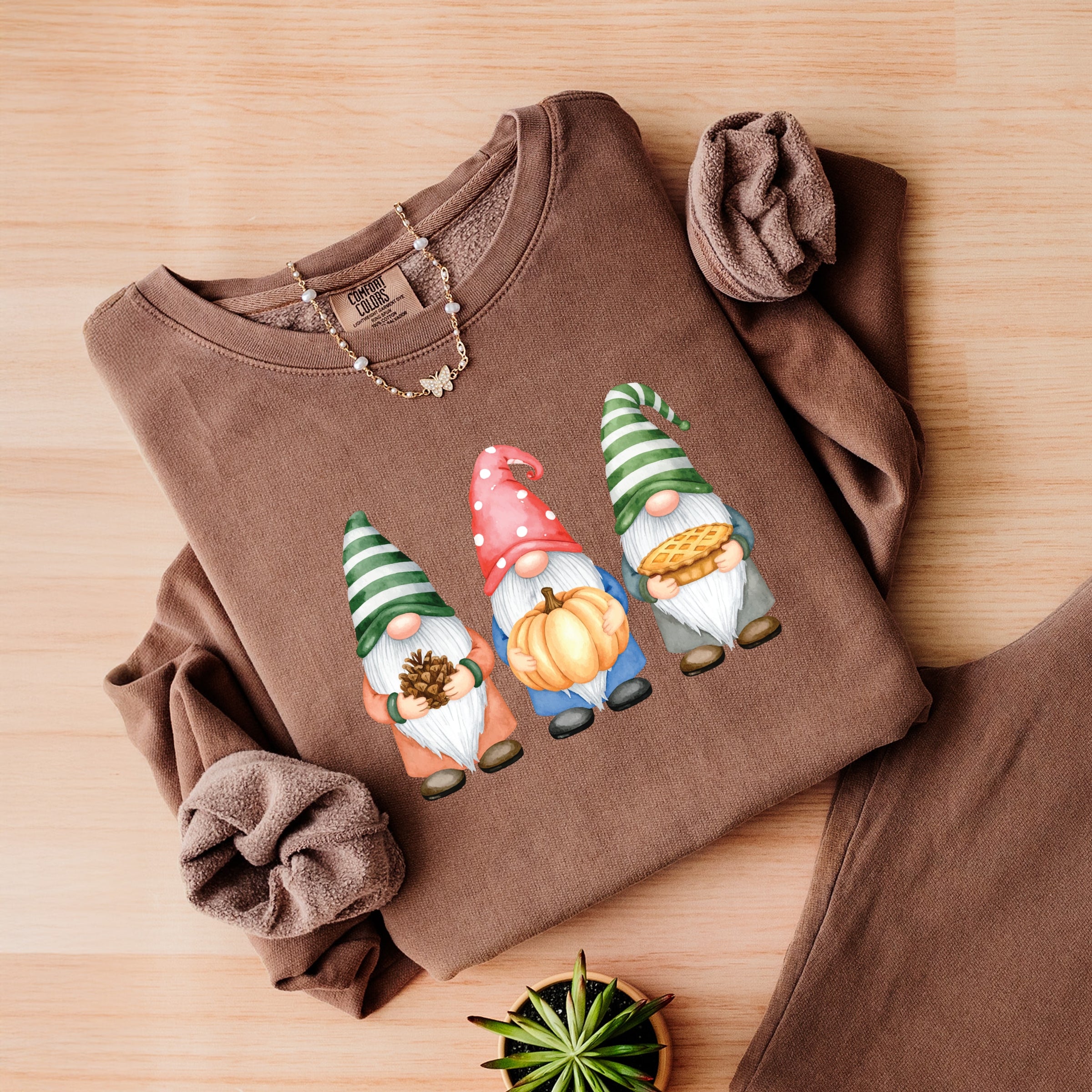 Fall Three Gnomes - Women's Lightweight Garment Dyed Sweatshirt
