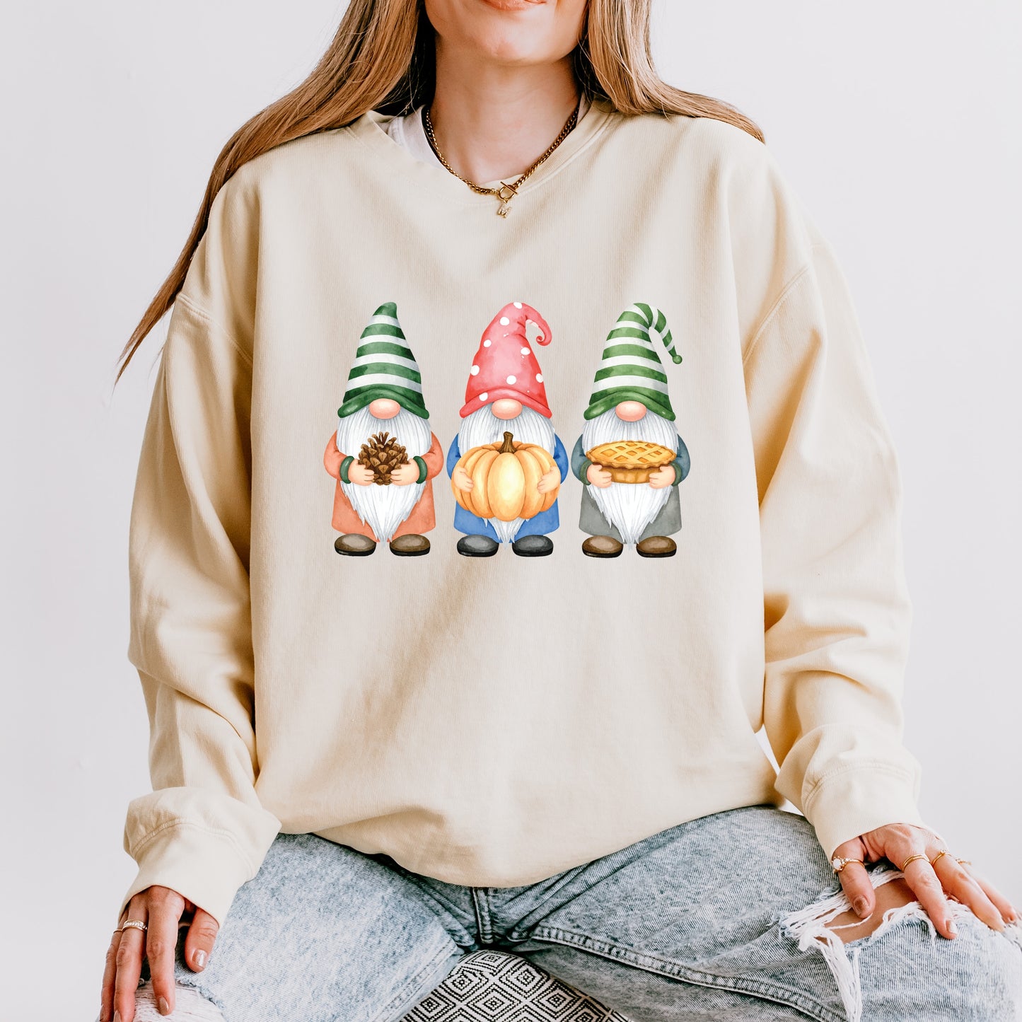 Fall Three Gnomes - Women's Lightweight Garment Dyed Sweatshirt