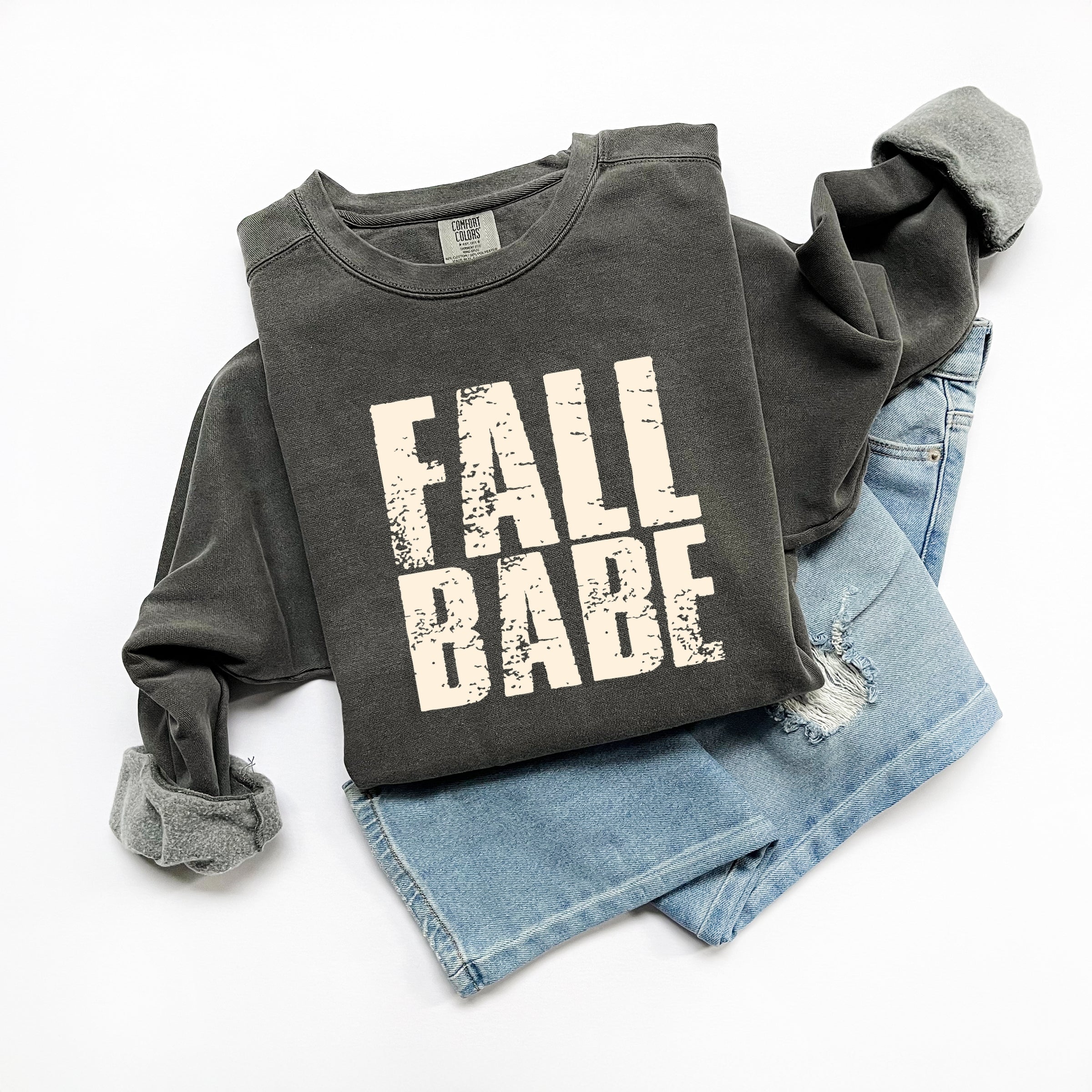 Fall Babe Distressed - Women's Garment Dyed Graphic Sweatshirt
