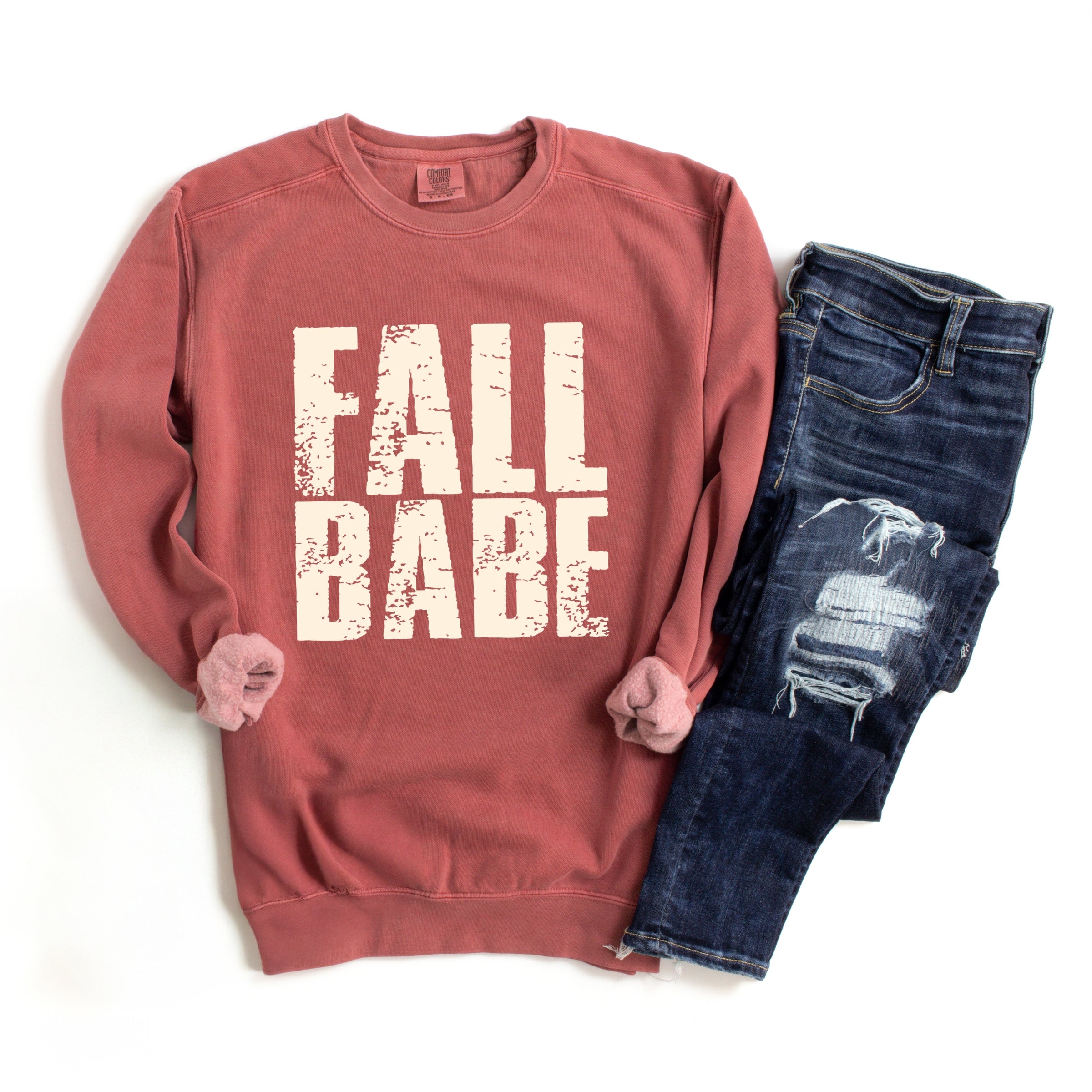 Fall Babe Distressed - Women's Garment Dyed Graphic Sweatshirt