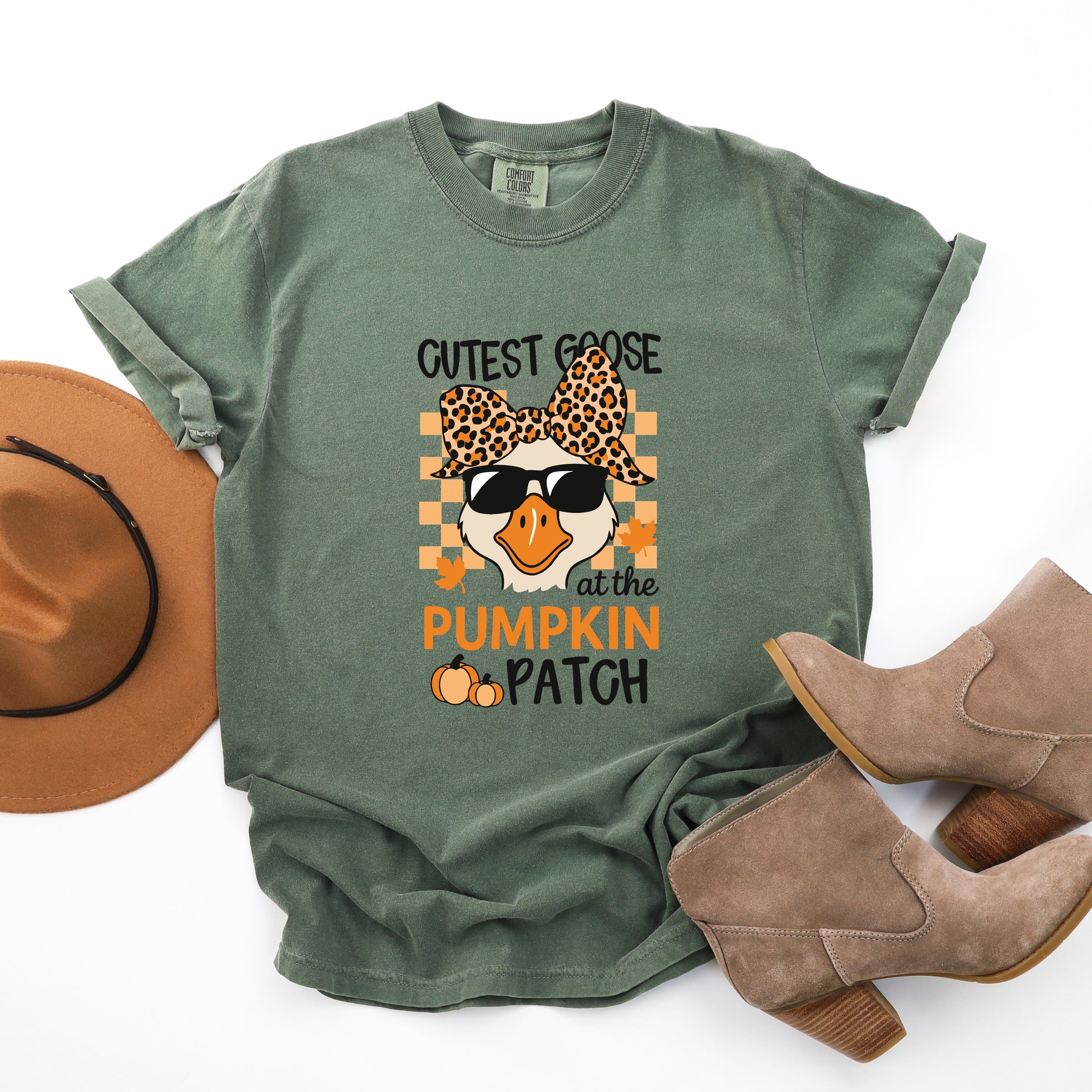 Cutest Goose At The Pumpkin Patch - Womens Garment Dyed Tee