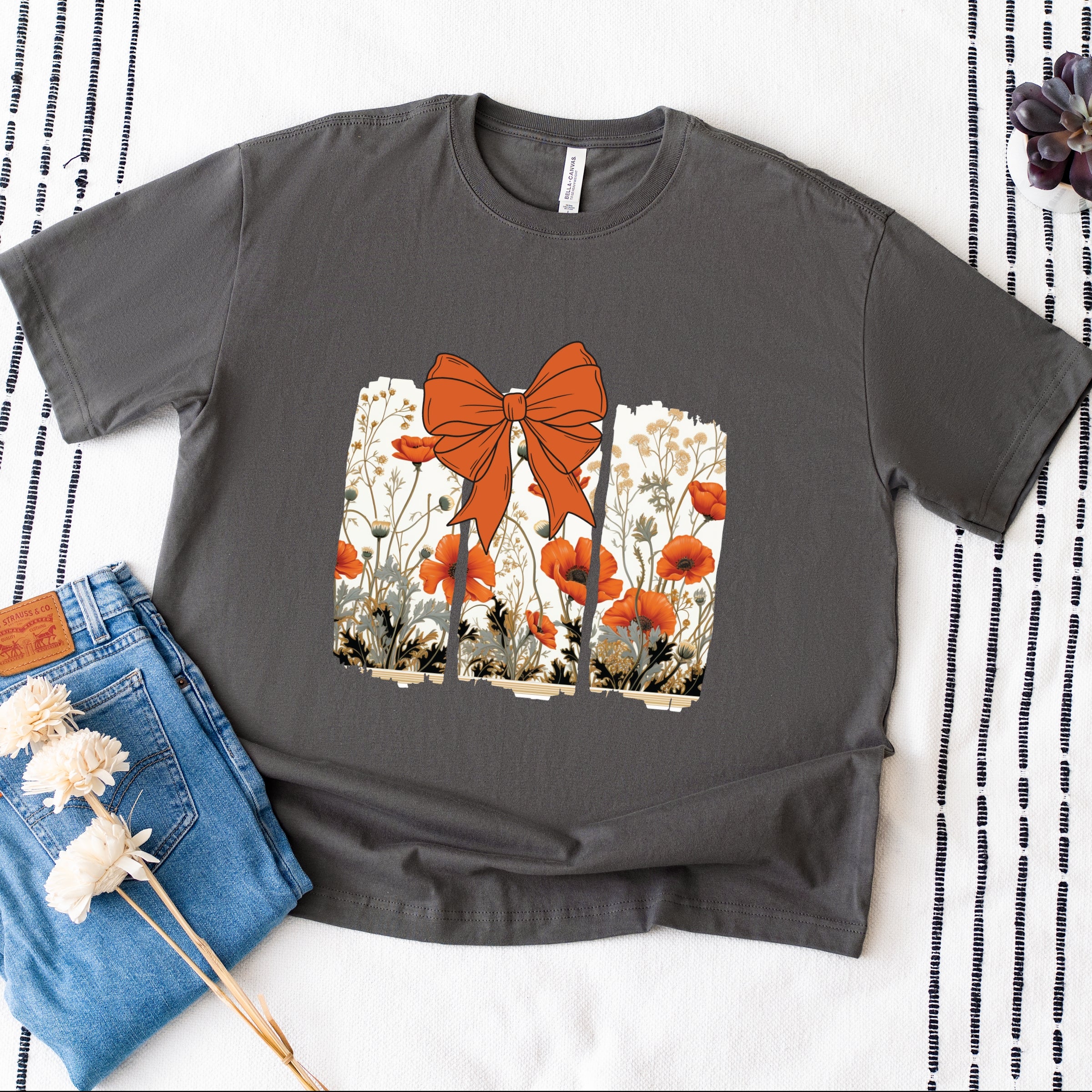 Coquette Fall Floral Orange - Womens Heavyweight Tee
