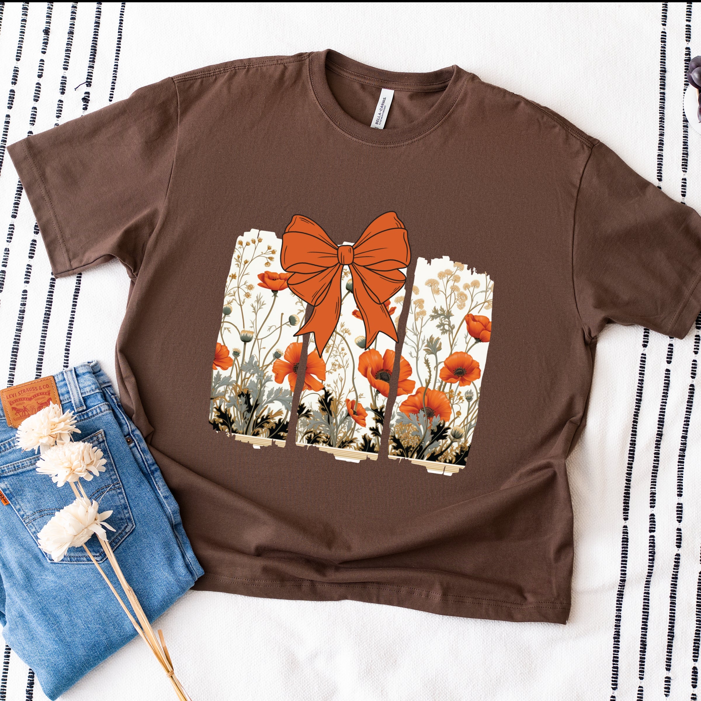 Coquette Fall Floral Orange - Womens Heavyweight Tee