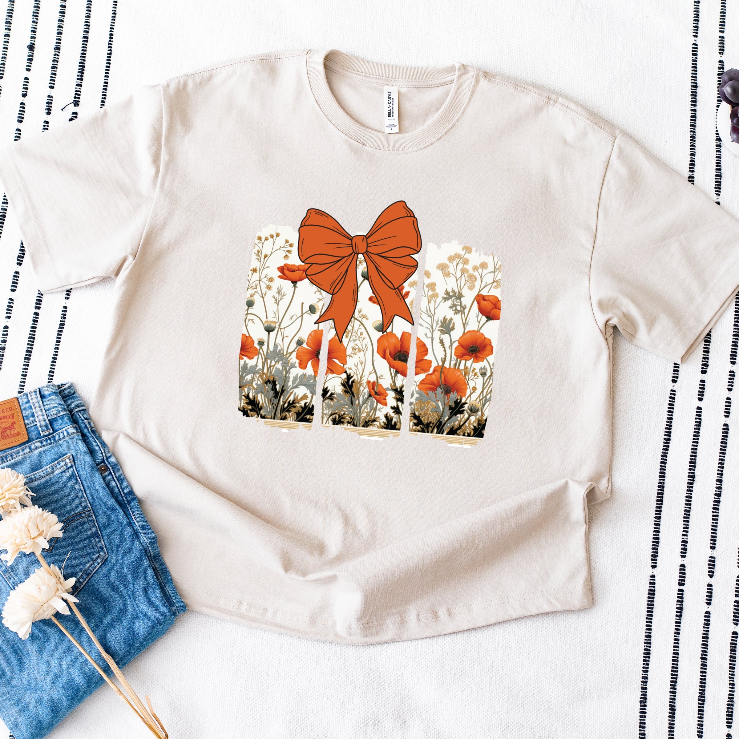 Coquette Fall Floral Orange - Womens Heavyweight Tee