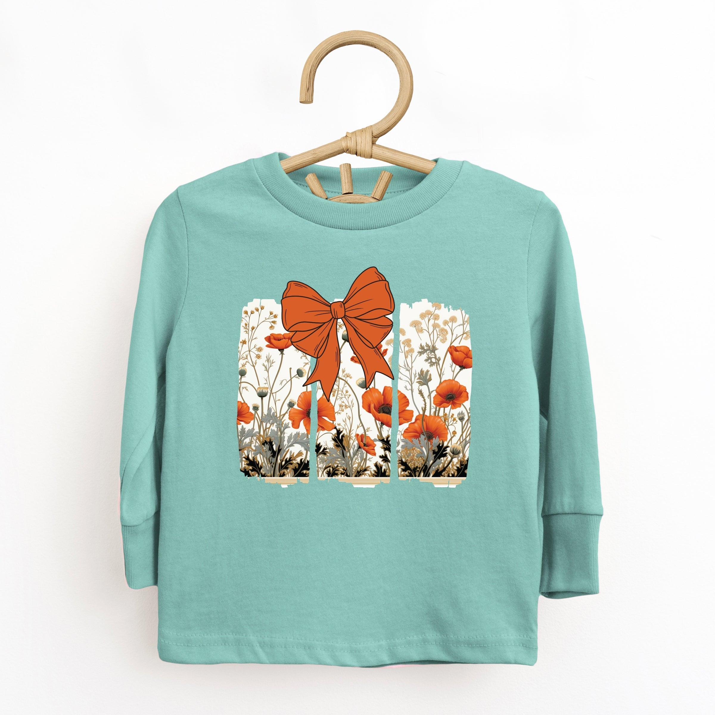Coquette Fall Floral Orange - Toddler Long Sleeve Graphic Tee