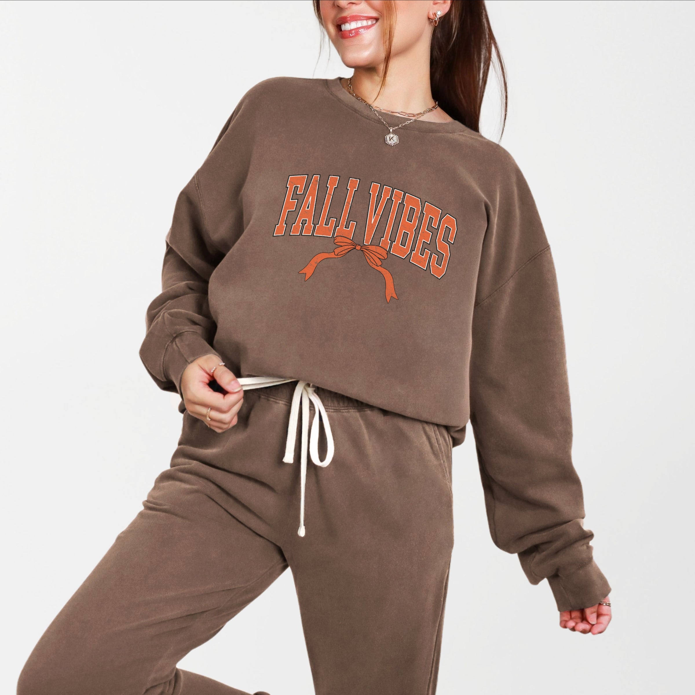 Varsity Fall Vibes Coquette - Womens Lightweight Garment Dyed Sweatshirt