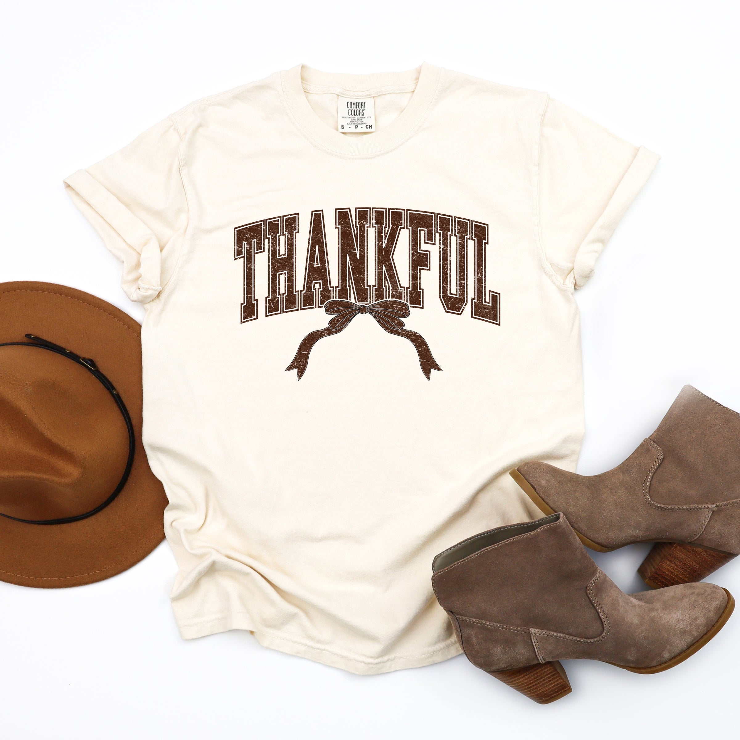 Varsity Thankful Coquette - Womens Garment Dyed Tee