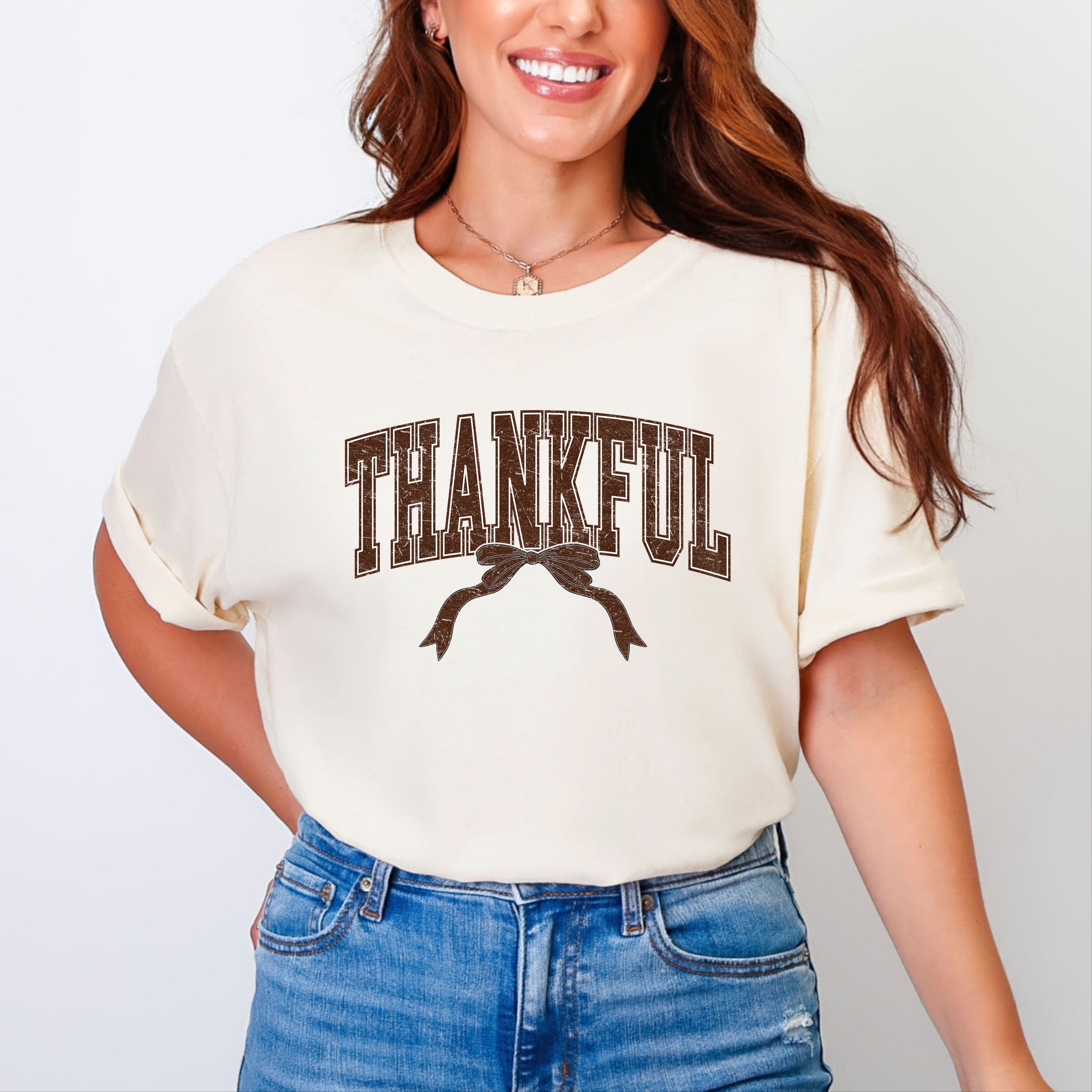 Varsity Thankful Coquette - Womens Garment Dyed Tee