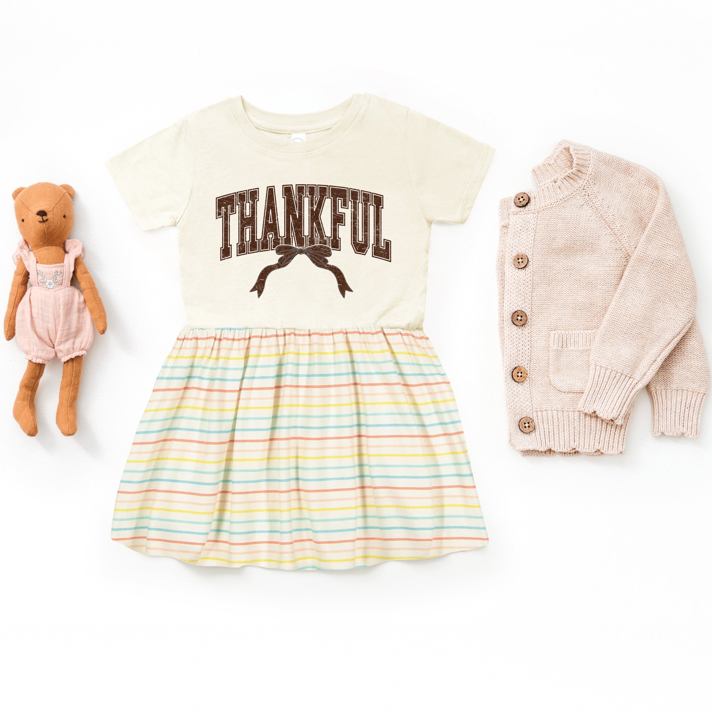 Varsity Thankful Coquette - Toddler Graphic Dress and Infant Dress