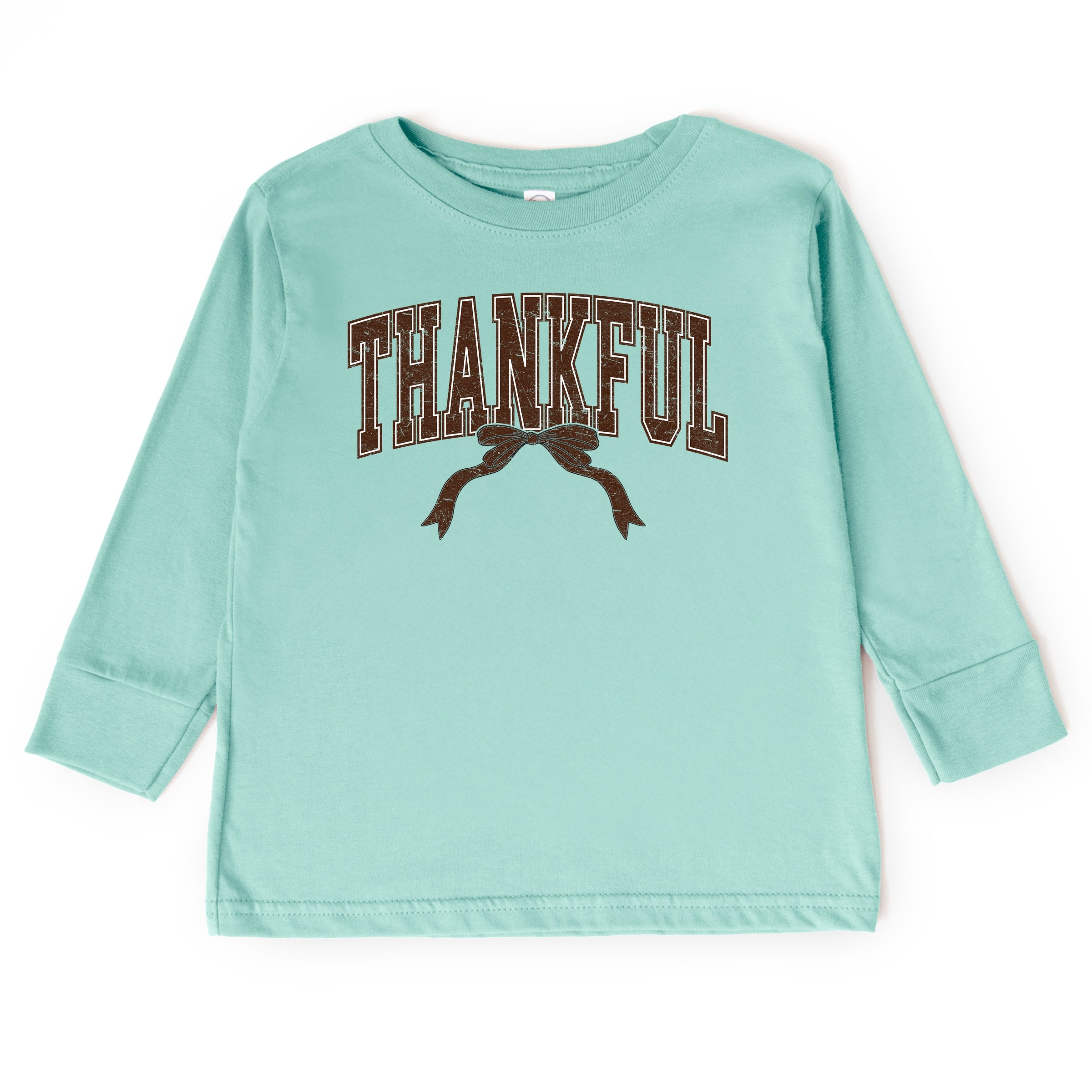 Varsity Thankful Coquette - Toddler Long Sleeve Graphic Tee and Youth Long Sleeve Graphic T-Shirt