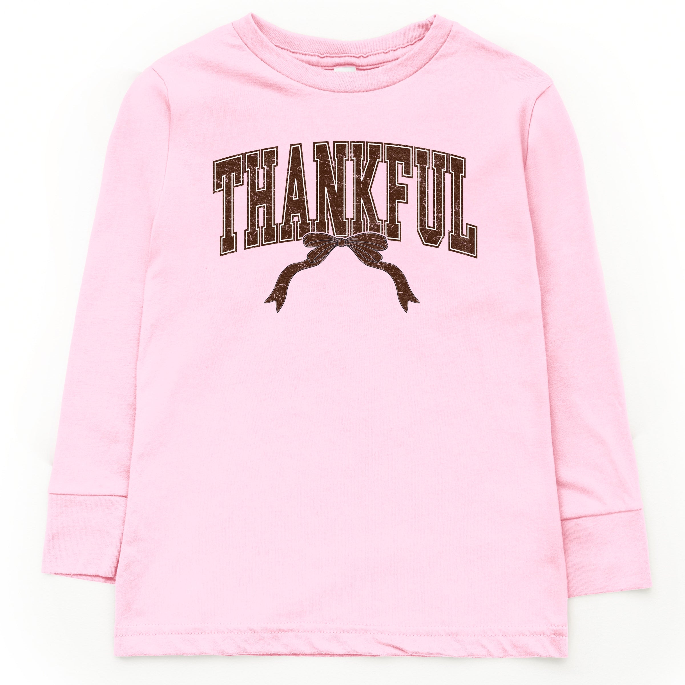 Varsity Thankful Coquette - Toddler Long Sleeve Graphic Tee and Youth Long Sleeve Graphic T-Shirt