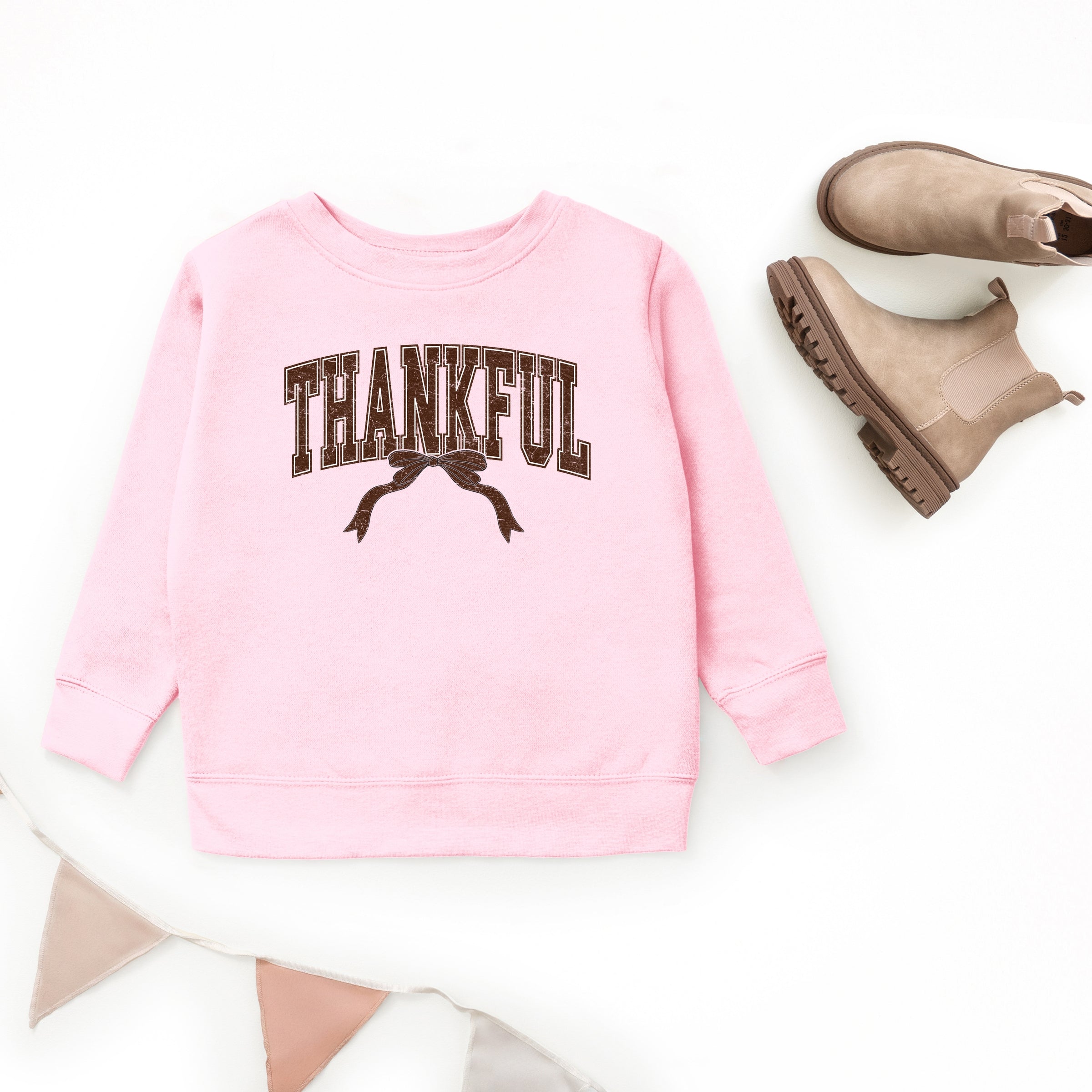 Varsity Thankful Coquette - Toddler Graphic Sweatshirt and Youth Graphic Sweatshirt
