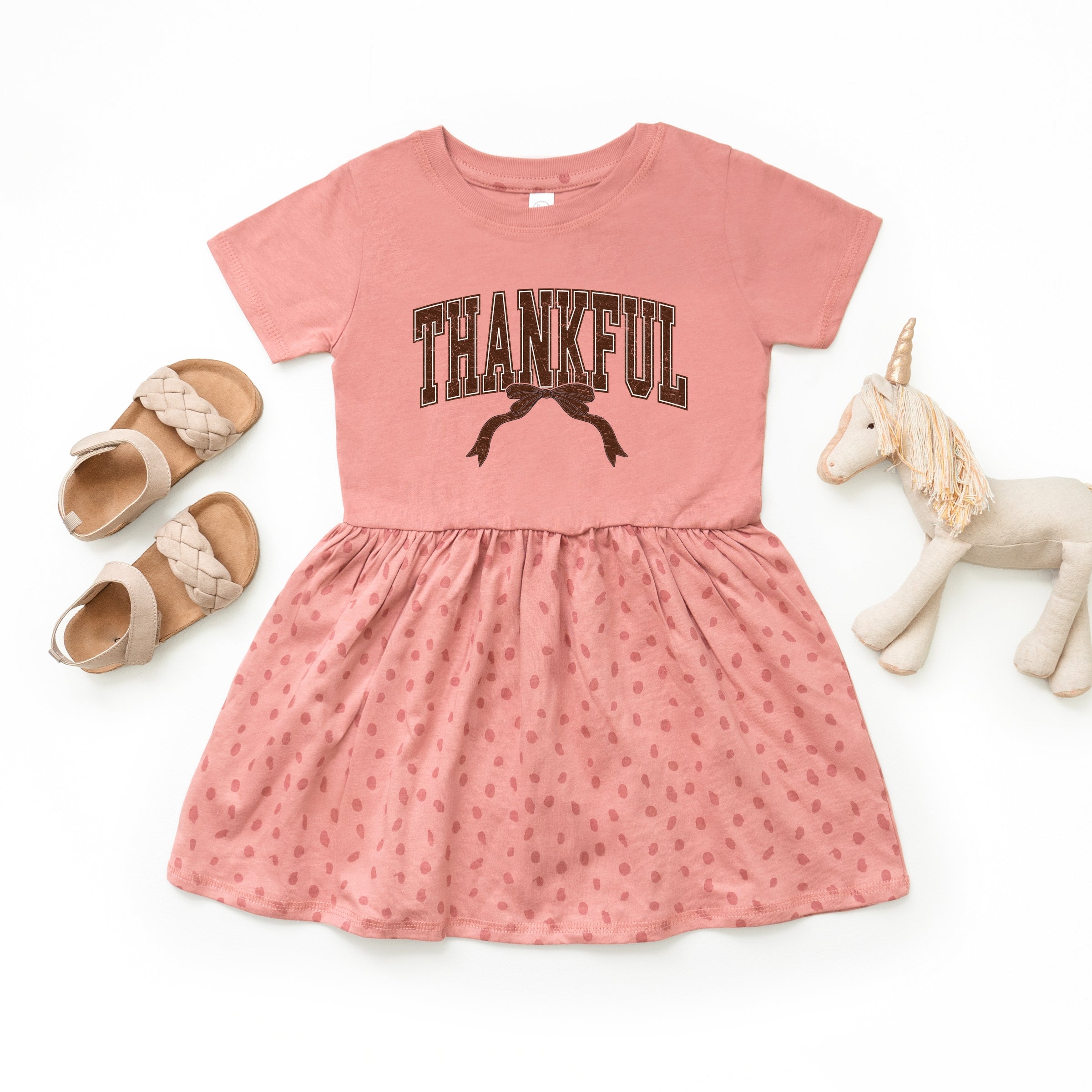 Varsity Thankful Coquette - Toddler Graphic Dress and Infant Dress