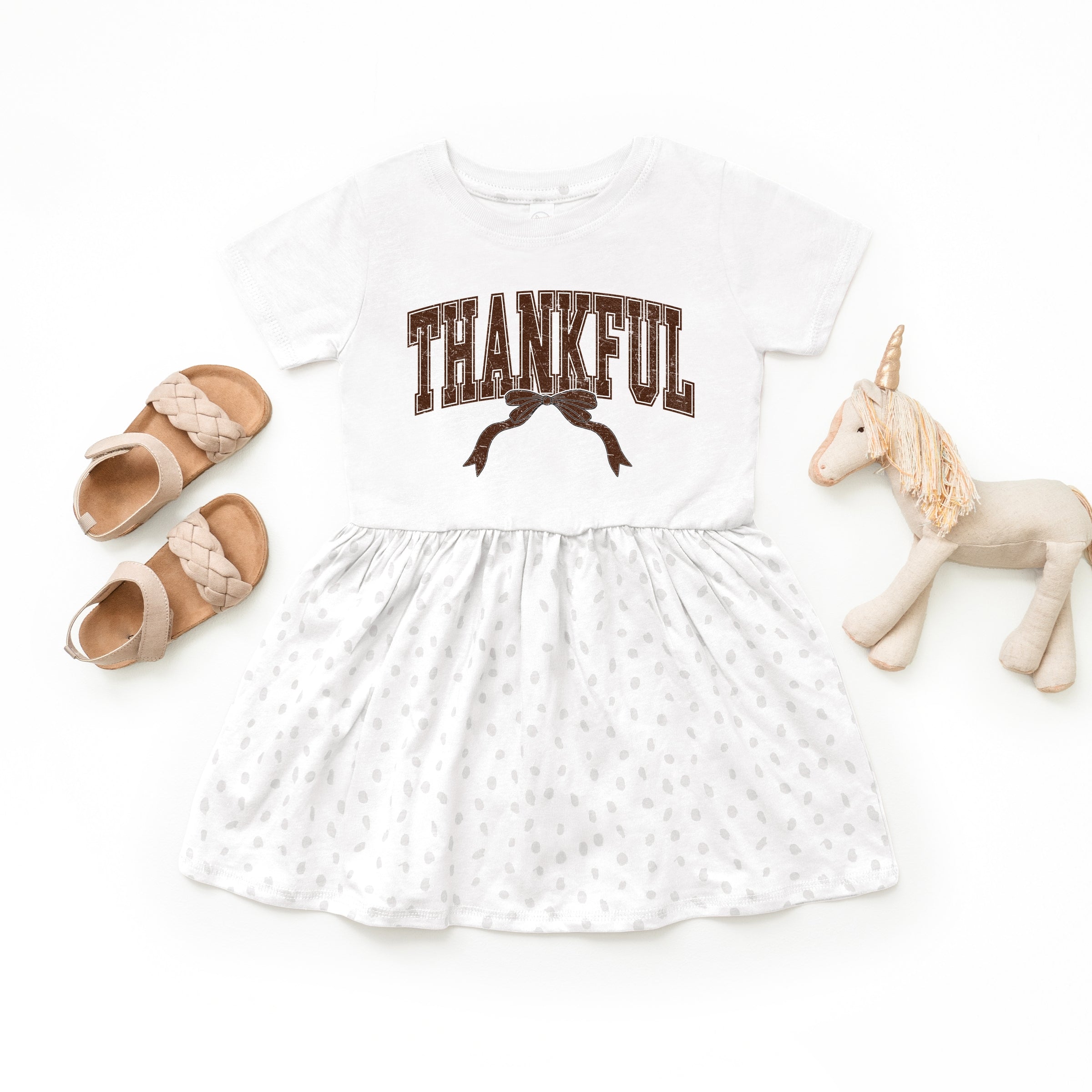 Varsity Thankful Coquette - Toddler Graphic Dress and Infant Dress