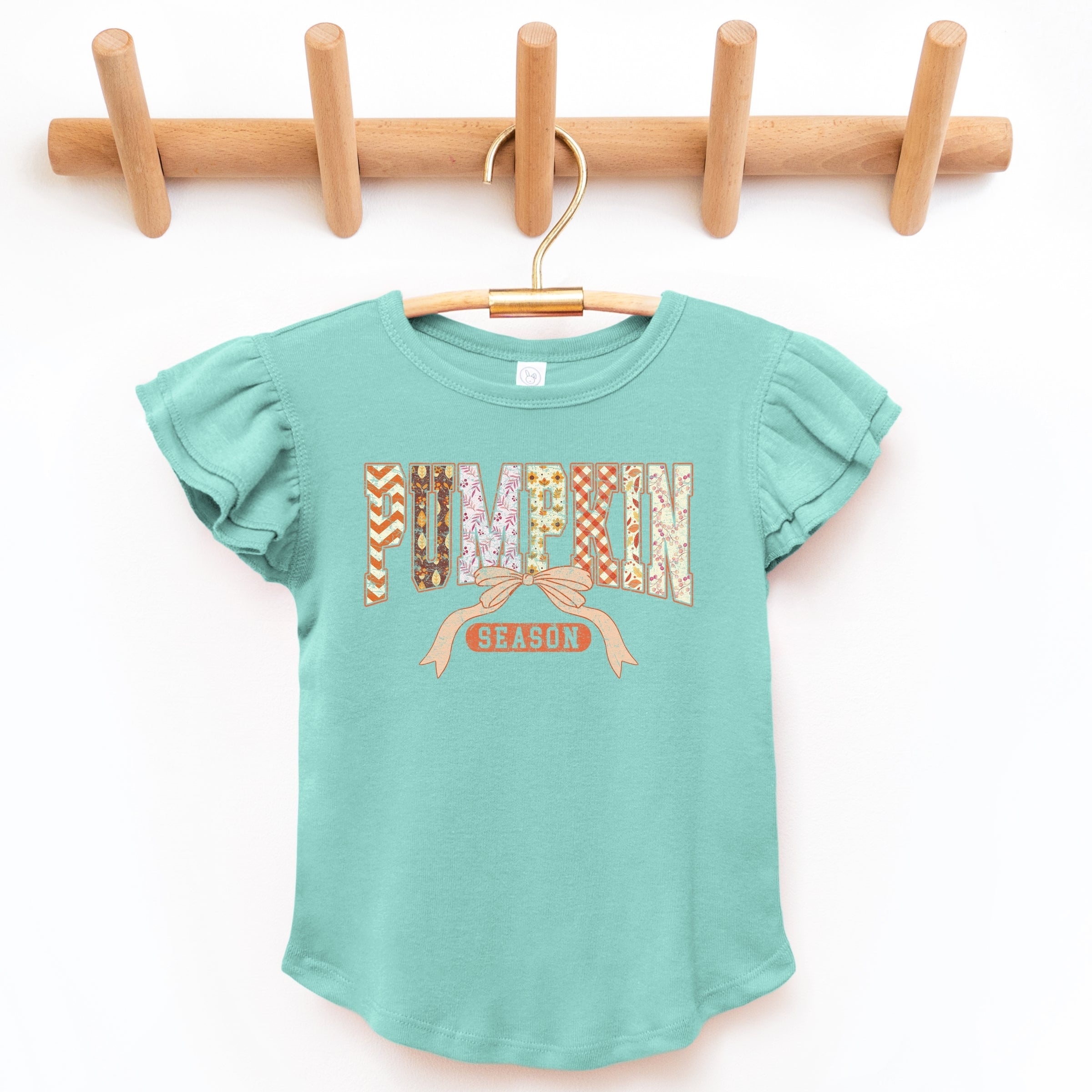 Pumpkin Season Patterns - Flutter Sleeve Graphic T-Shirt