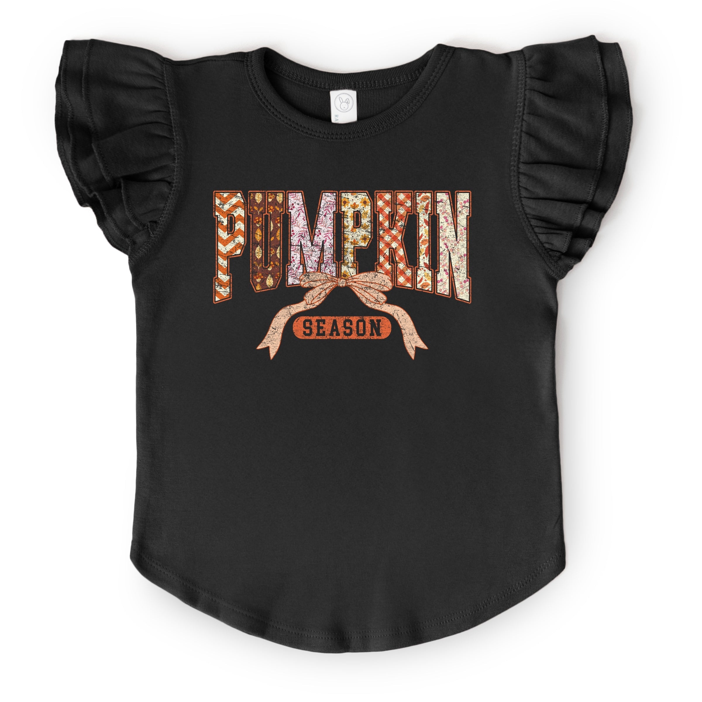 Pumpkin Season Patterns - Flutter Sleeve Graphic T-Shirt