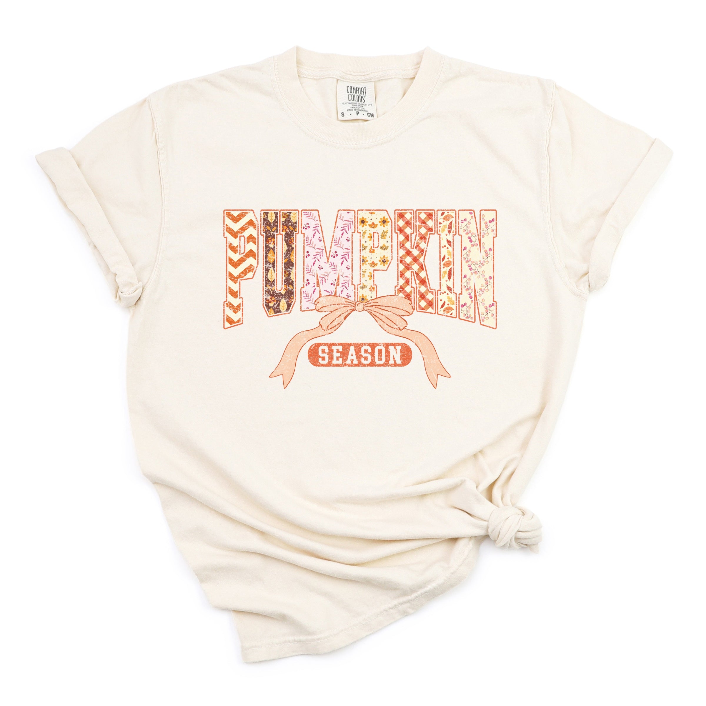 Pumpkin Season Patterns - Womens Garment Dyed Tee