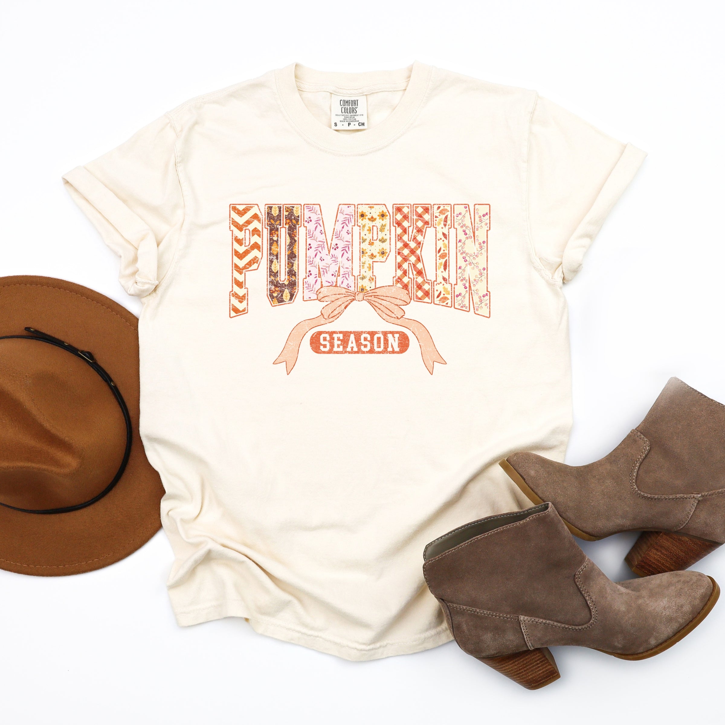 Pumpkin Season Patterns - Womens Garment Dyed Tee