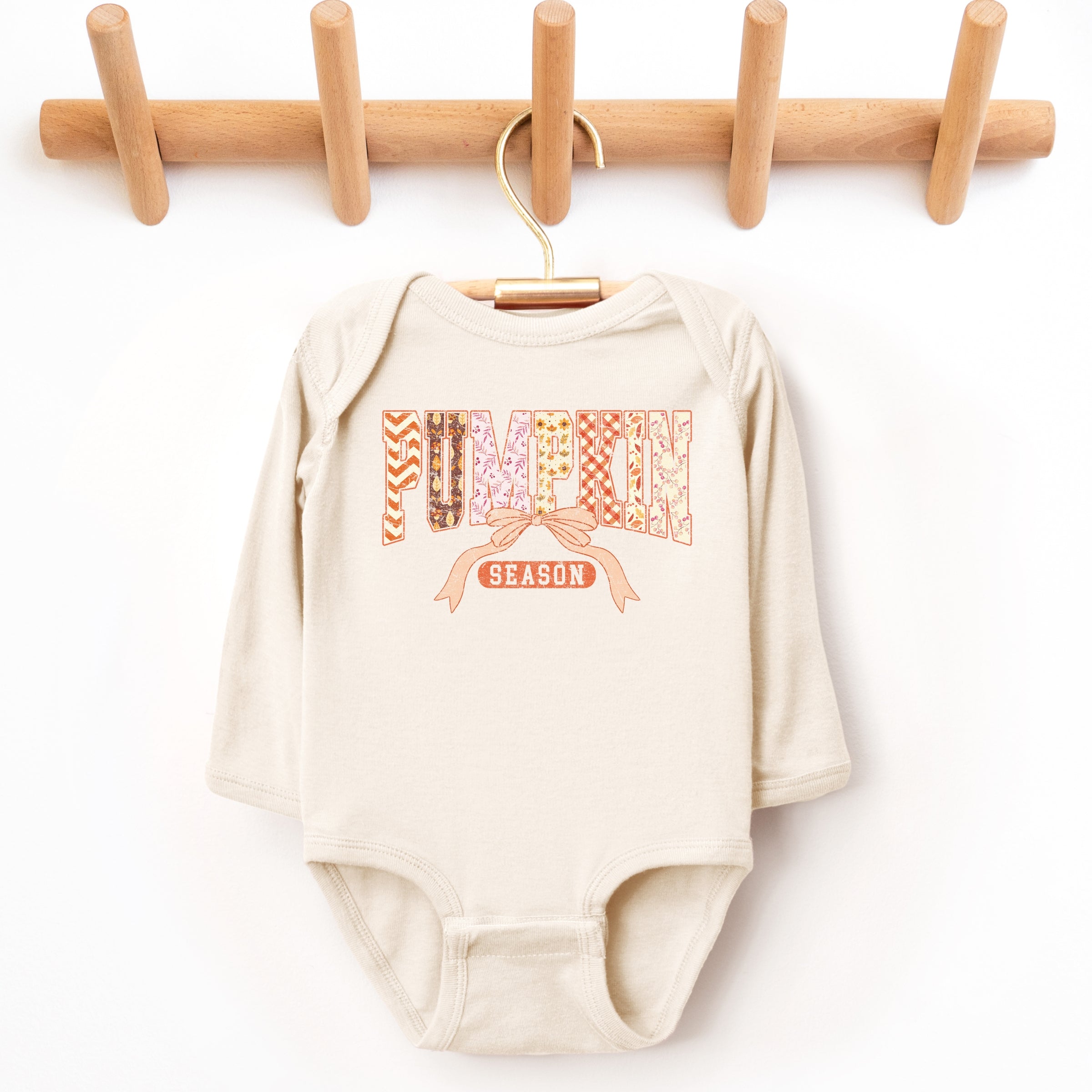 Pumpkin Season Patterns - Baby Long Sleeve Bodysuit