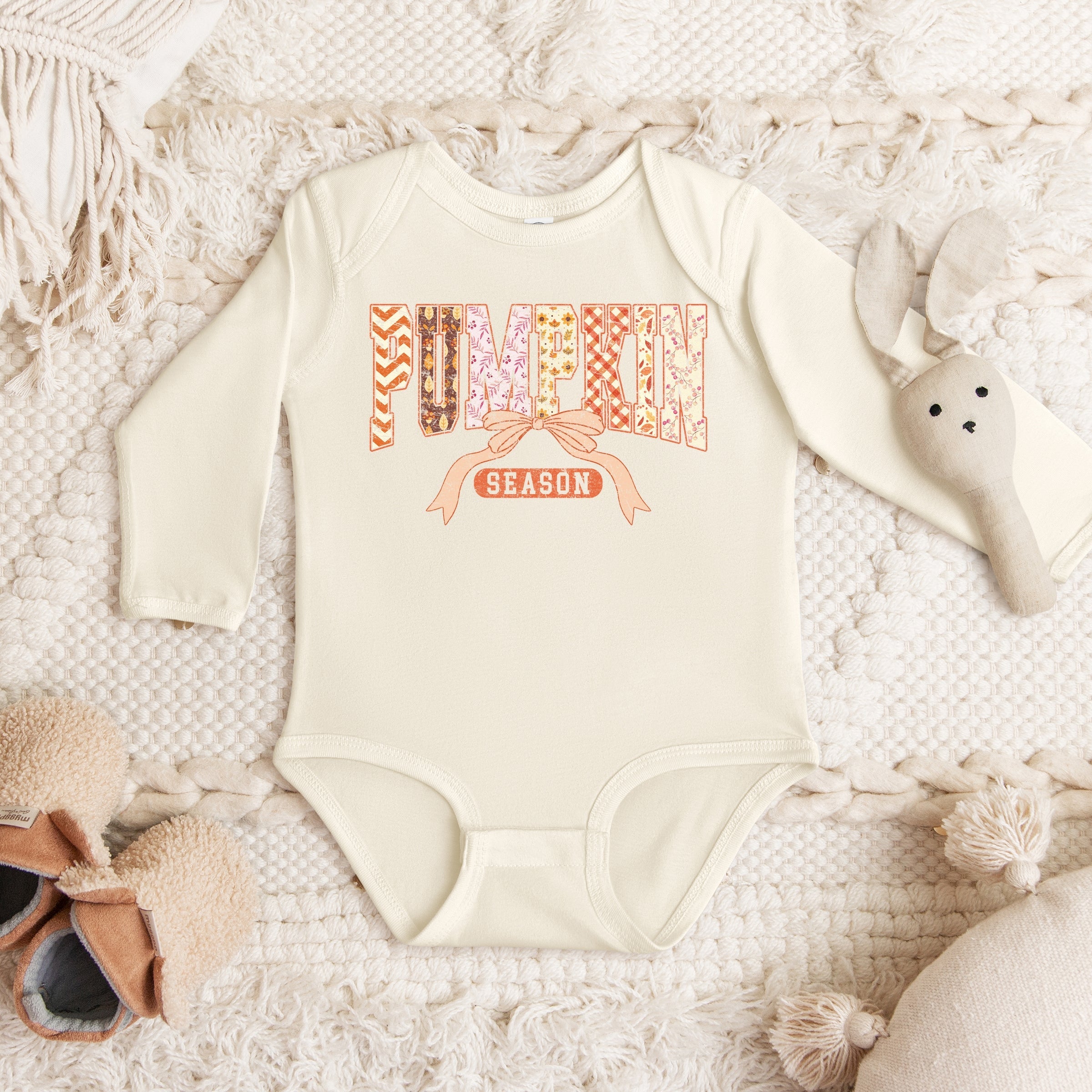 Pumpkin Season Patterns - Baby Long Sleeve Bodysuit
