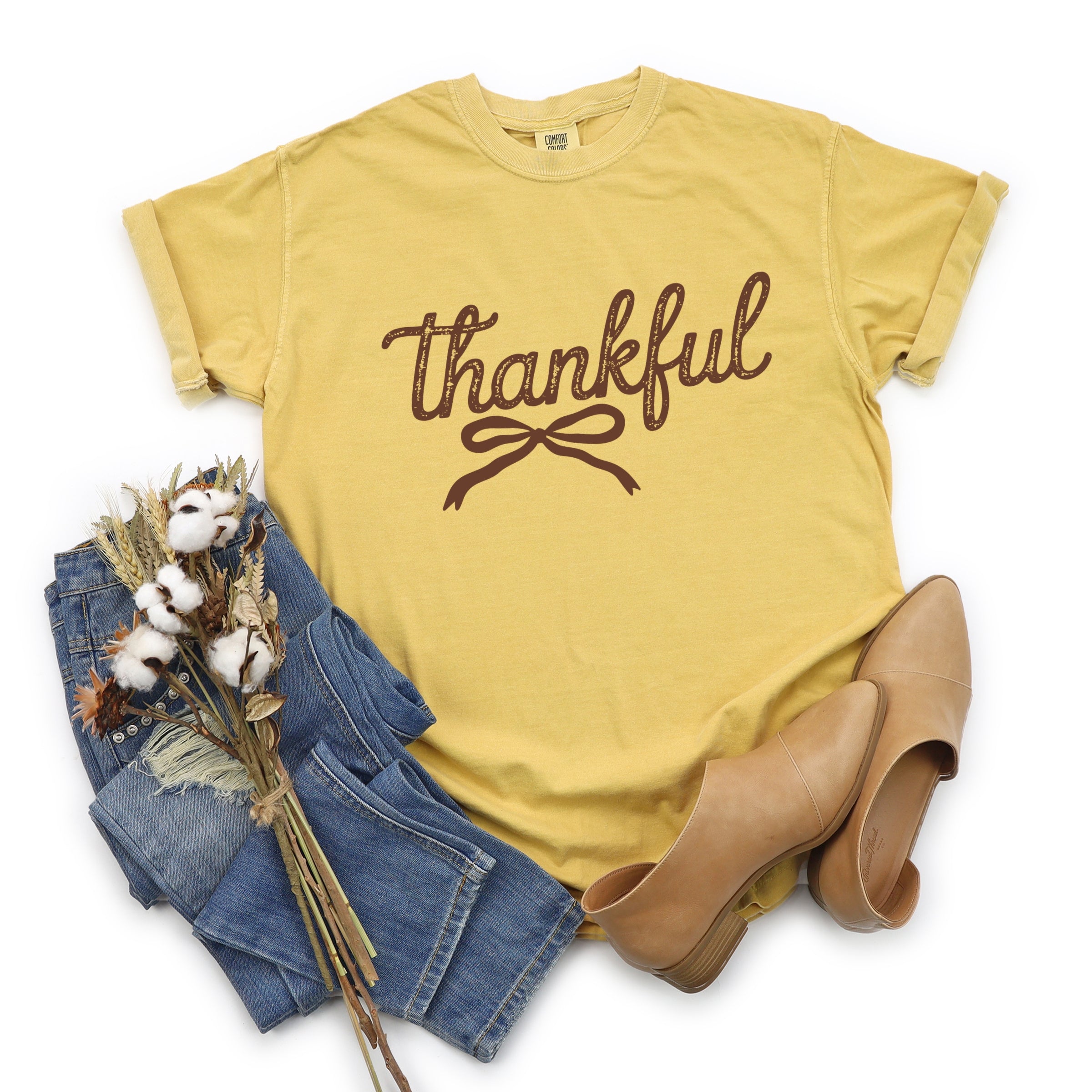 Thankful Coquette Distressed - Womens Garment Dyed Tee