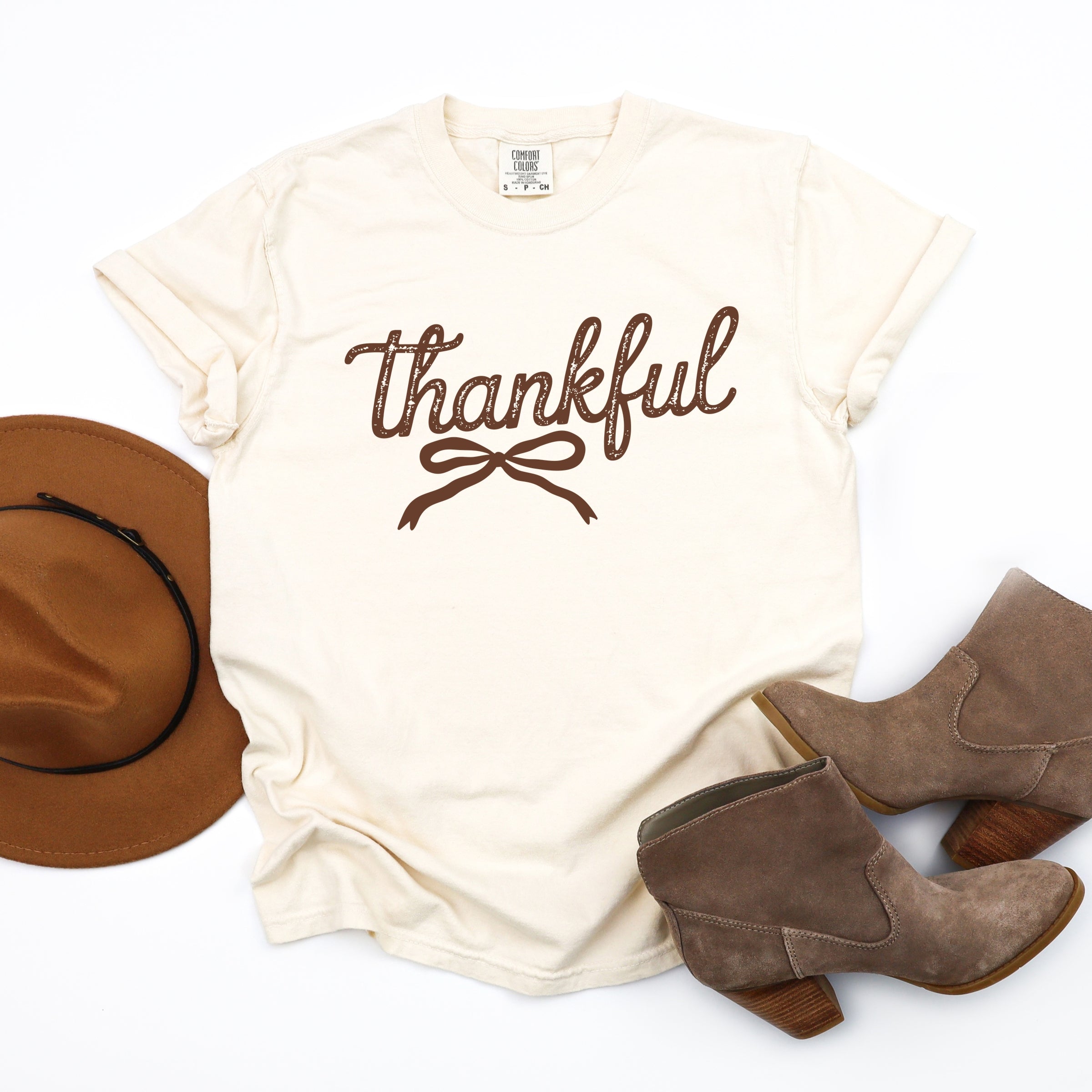 Thankful Coquette Distressed - Womens Garment Dyed Tee