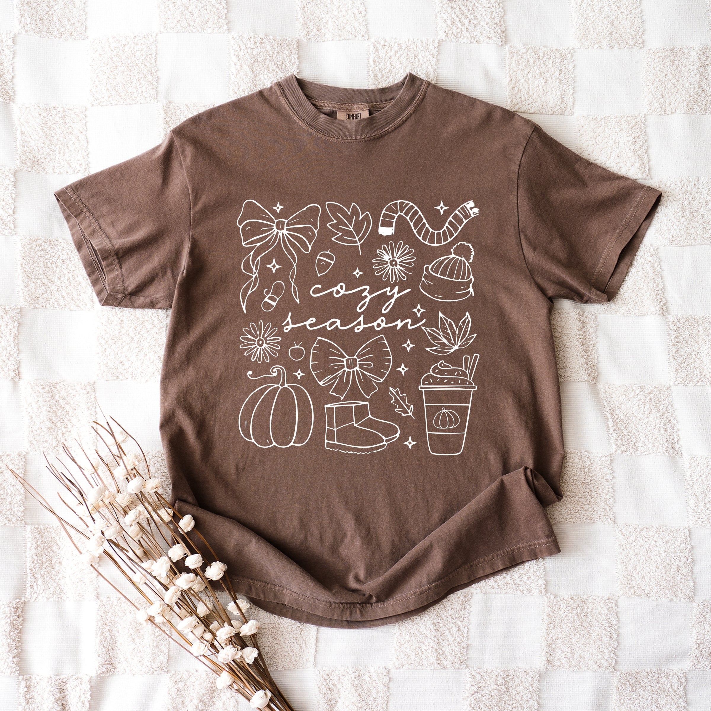 Cozy Season Coquette Icons - Womens Garment Dyed Tee