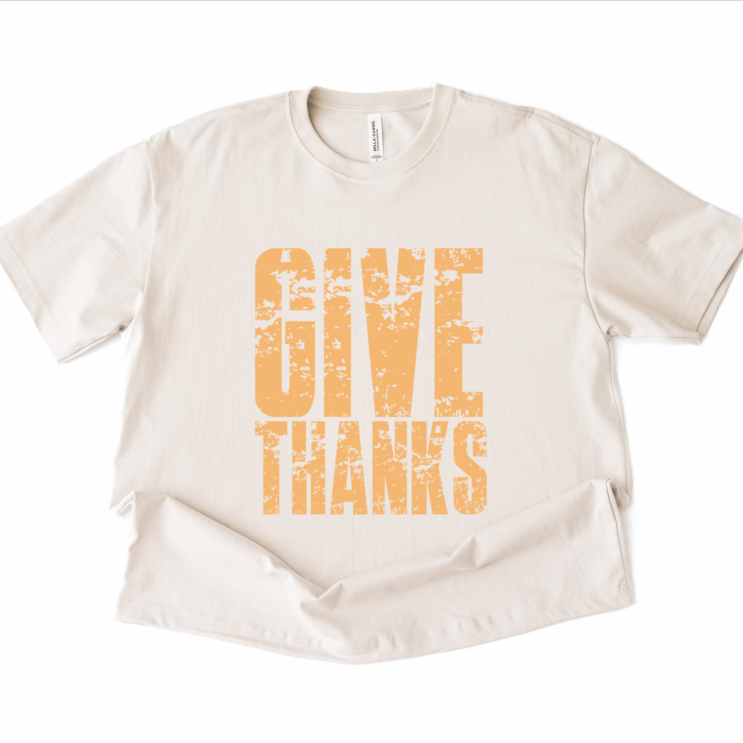 Give Thanks Block Distressed - Women's Heavyweight Graphic T-Shirt