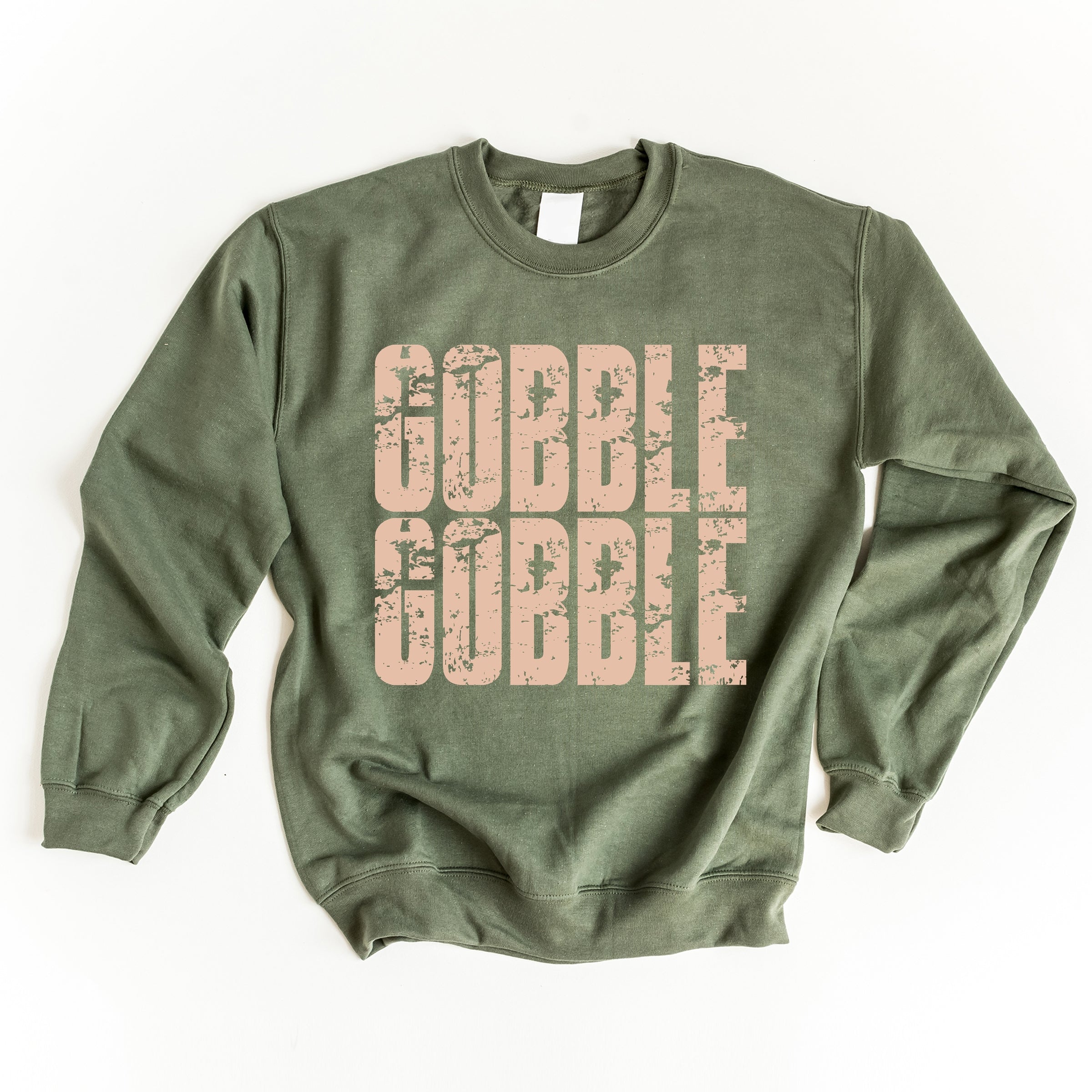 Gobble Gobble Block Distressed - Women's Graphic Sweatshirt