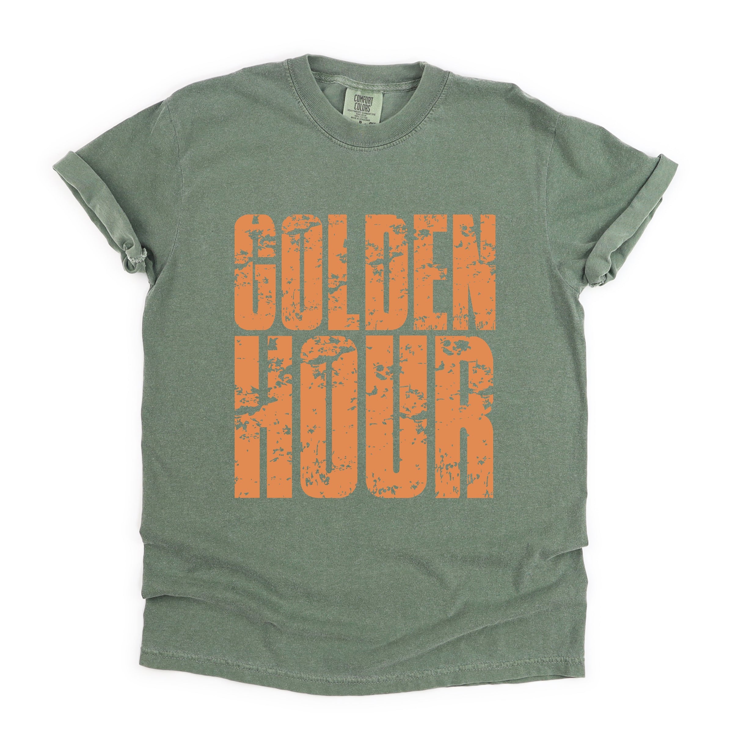 Golden Hour Block Distressed - Women's Garment Dyed Graphic T-Shirt