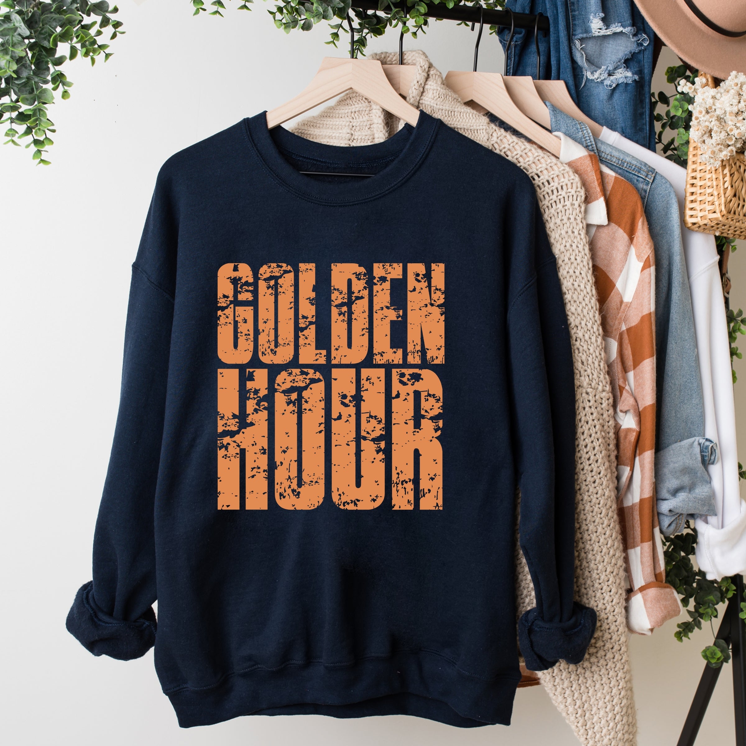 Golden Hour Block Distressed - Women's Graphic Sweatshirt