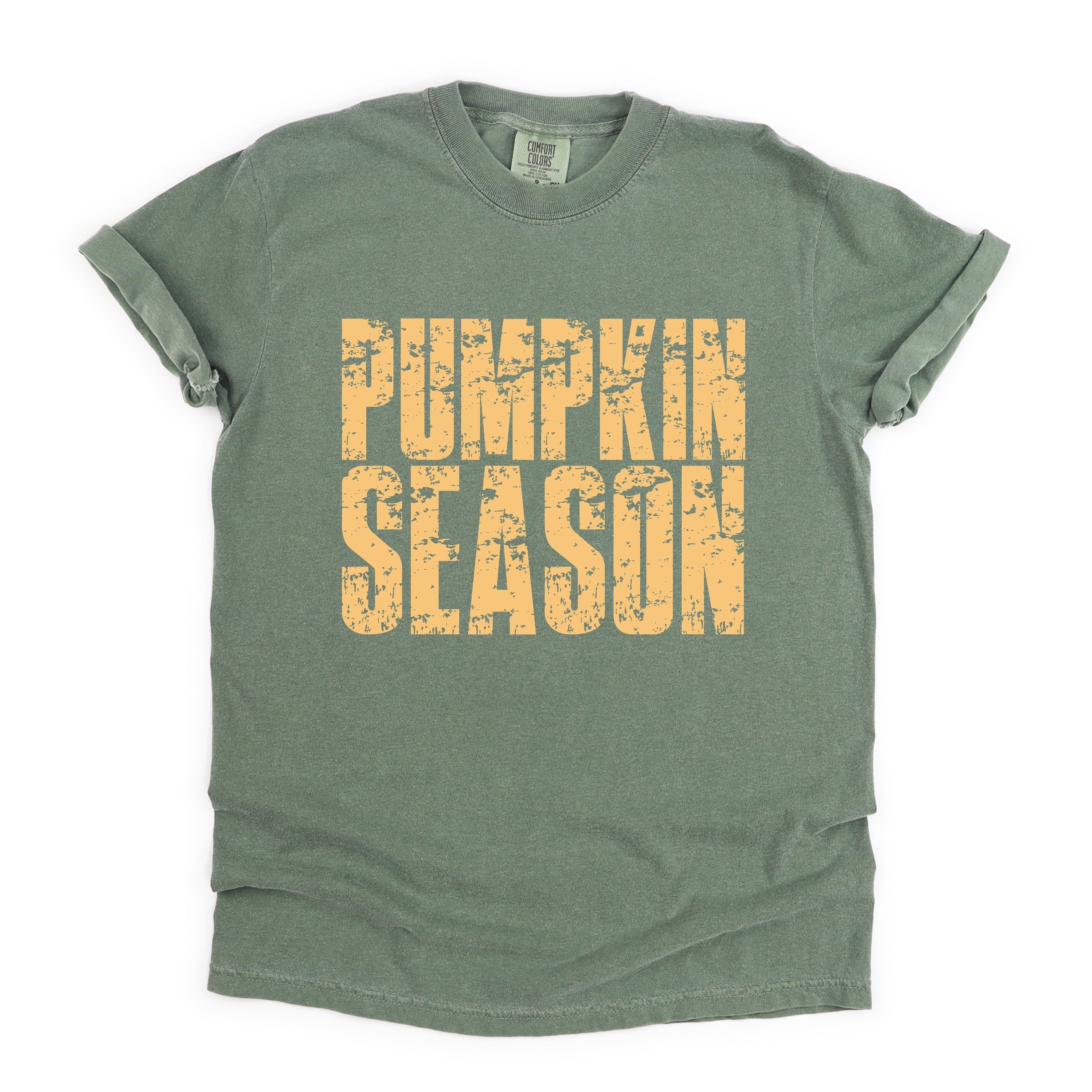 Pumpkin Season Block Distressed - Women's Garment Dyed Graphic T-Shirt