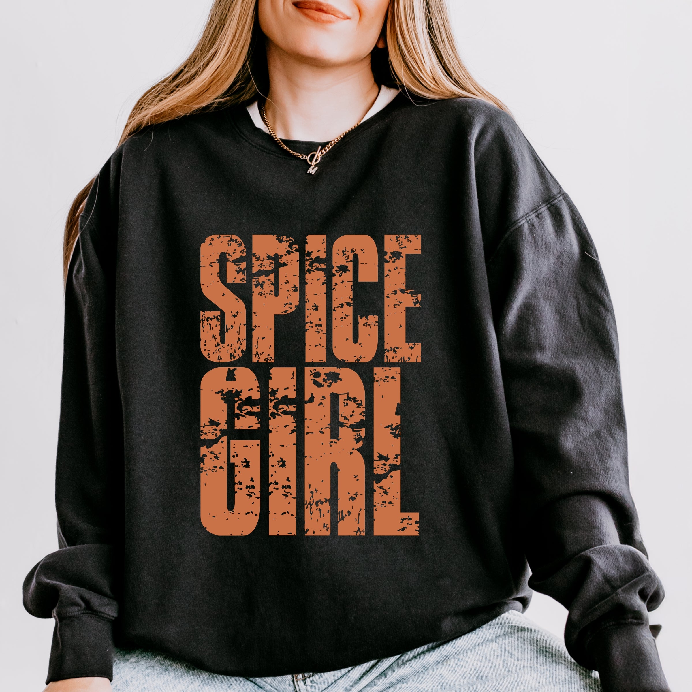 Spice Girl Block Distressed - Women's Lightweight Garment Dyed Sweatshirt
