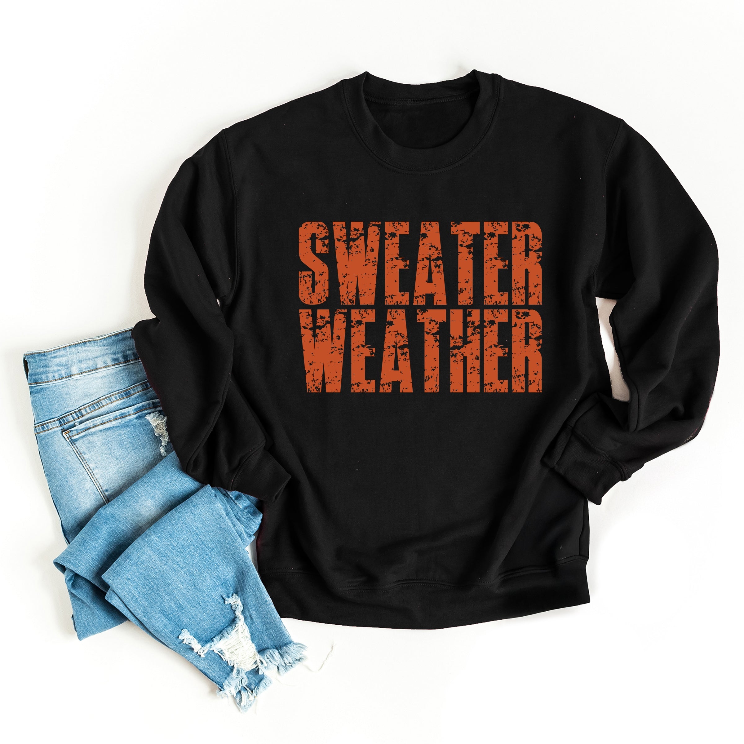 Sweater Weather Block Distressed - Women's Graphic Sweatshirt