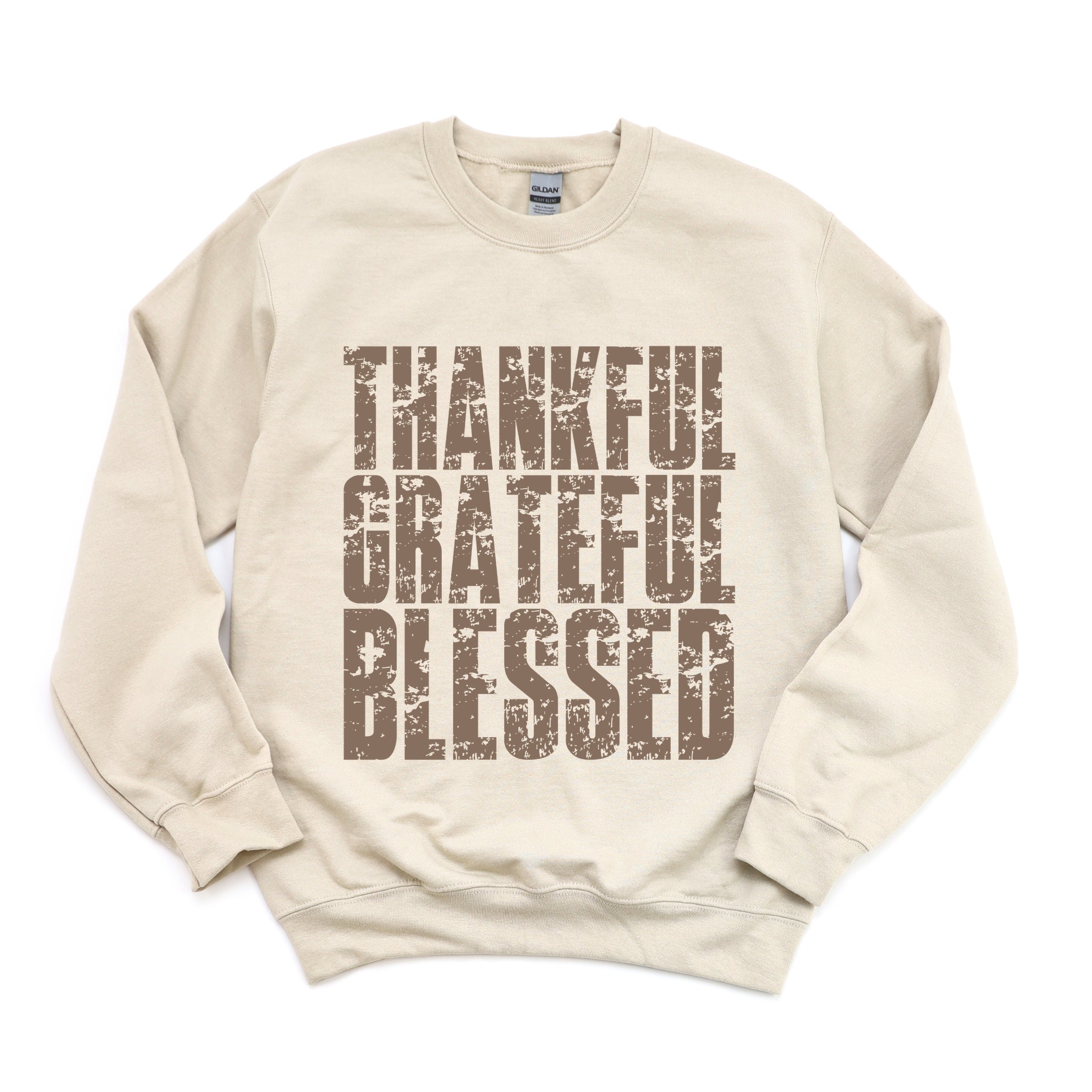 Thankful Grateful Blessed Block Distressed - Women's Graphic Sweatshirt