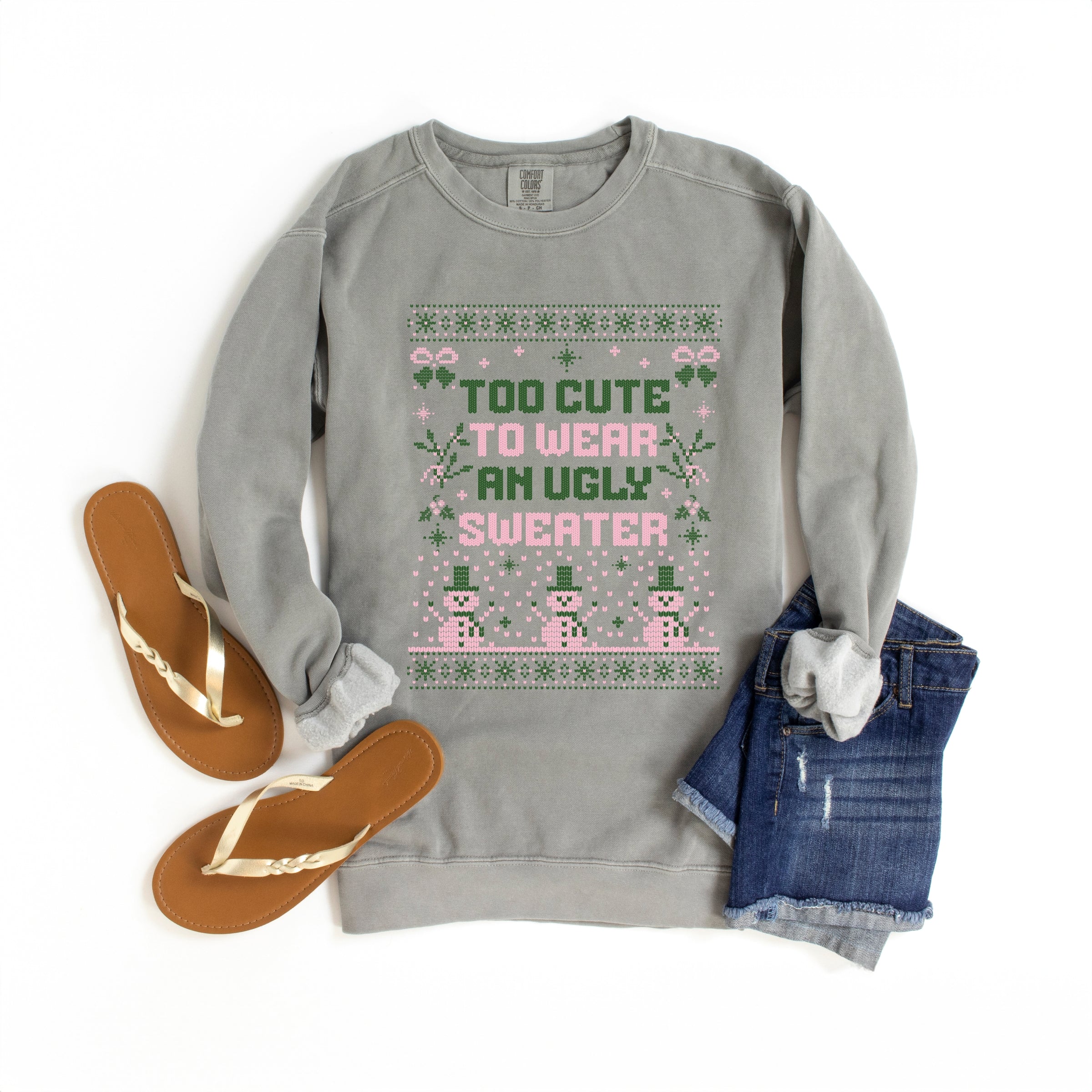Too Cute Ugly Sweater - Womens Garment Dyed Sweatshirt