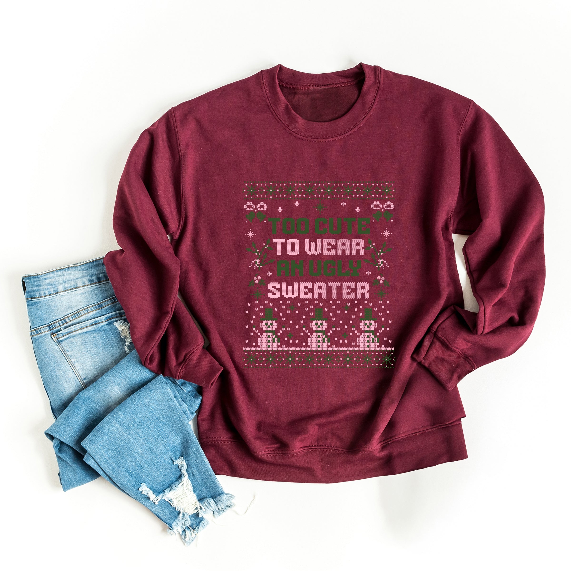 Too Cute Ugly Sweater - Womens Sweatshirt