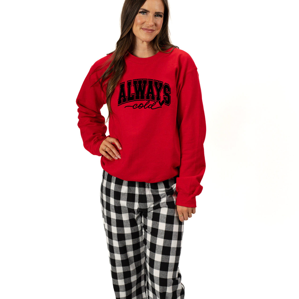 Always Cold Bold | Plaid Pajama Sweatshirt Set