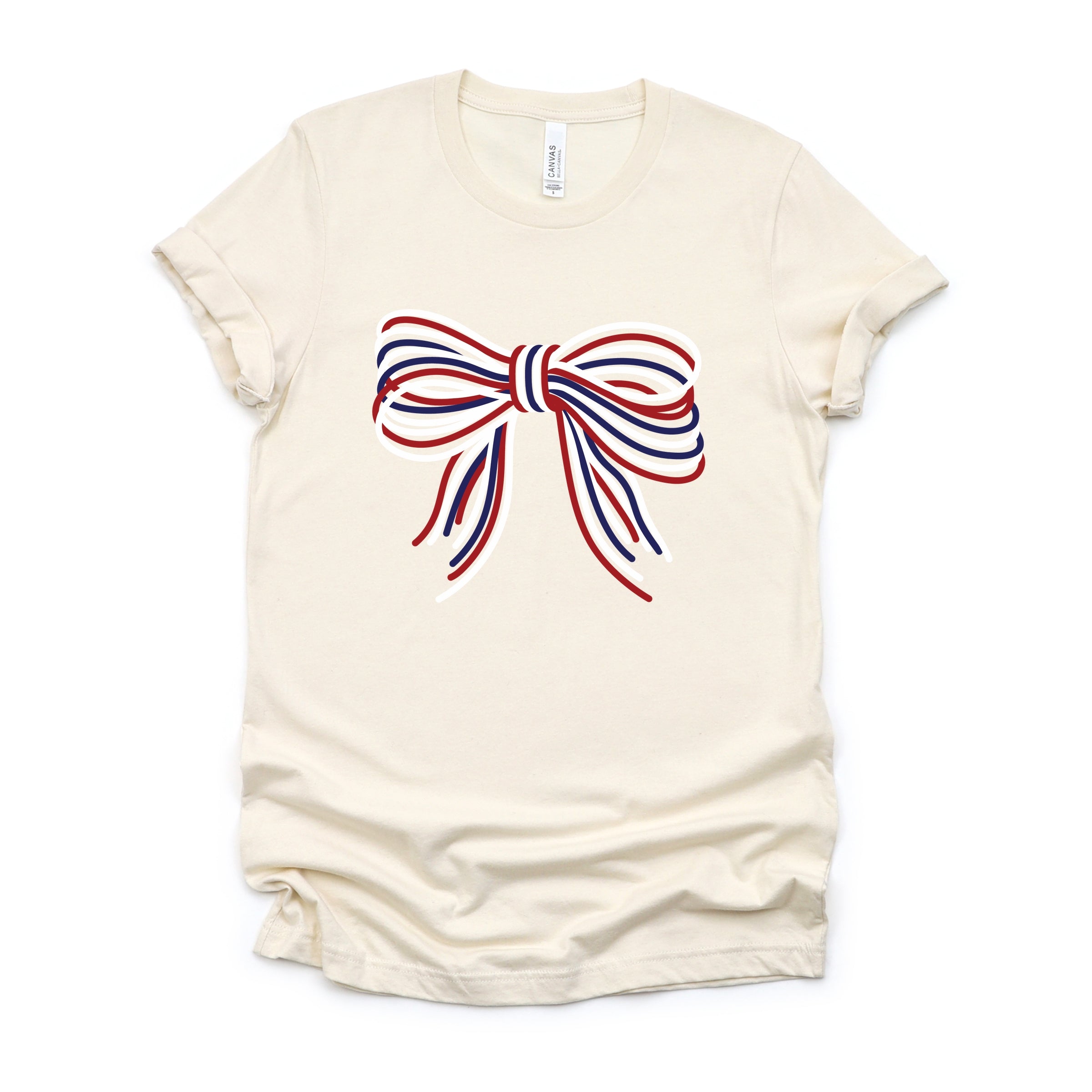 Patriotic Layered Bow - Women's Short Sleeve Graphic T-Shirt