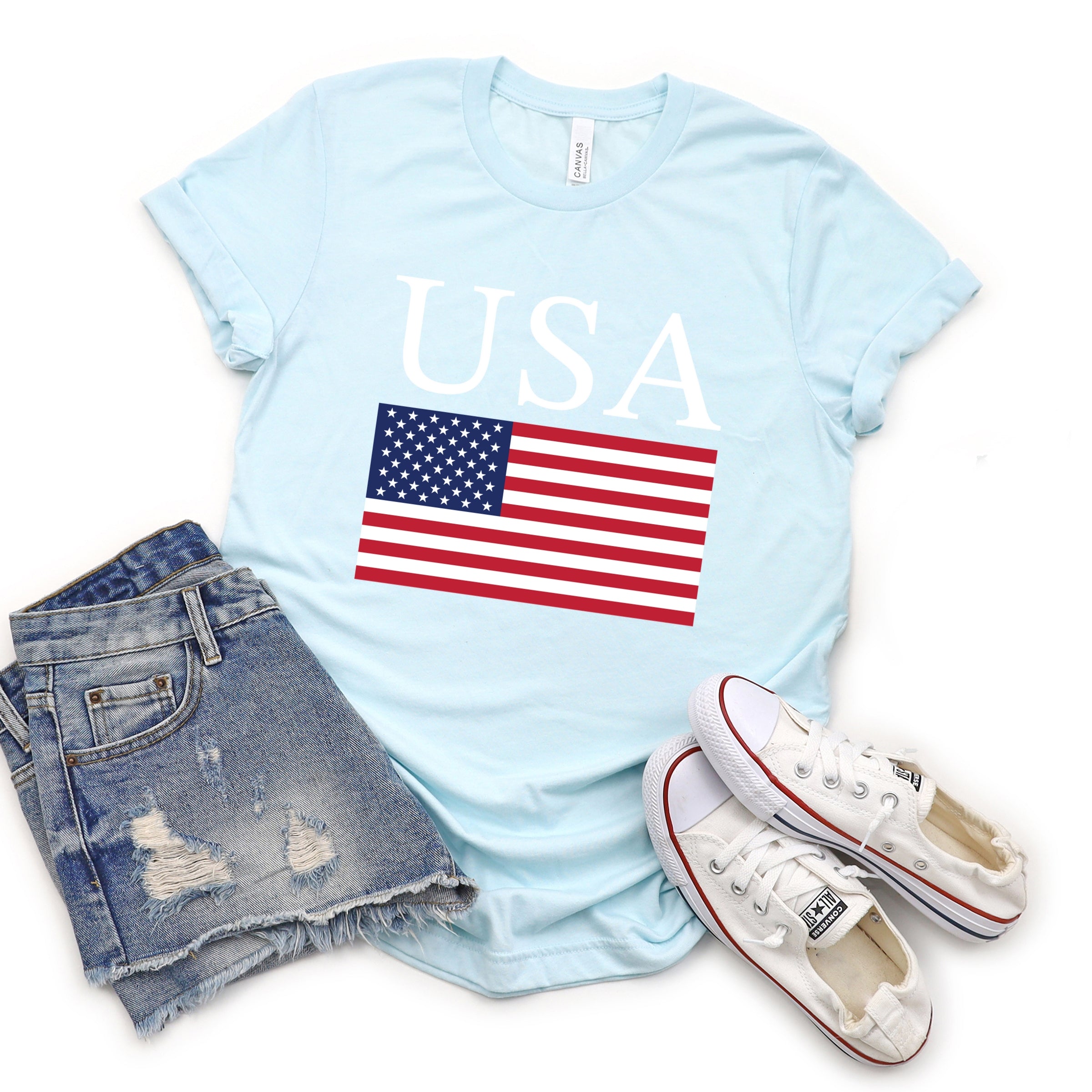 USA Flag Solid - Women's Short Sleeve Graphic T-Shirt