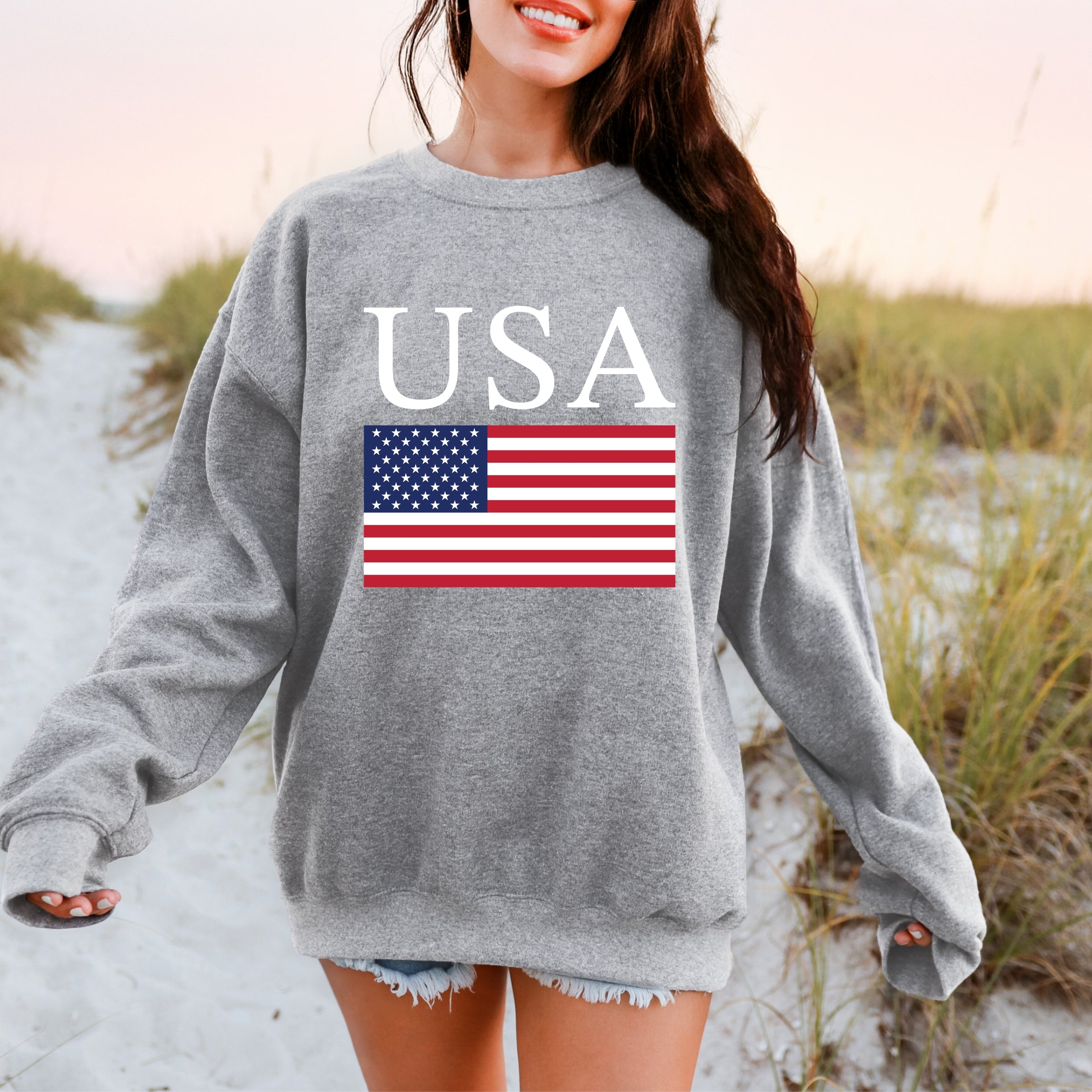 USA Flag Solid - Women's Graphic Sweatshirt