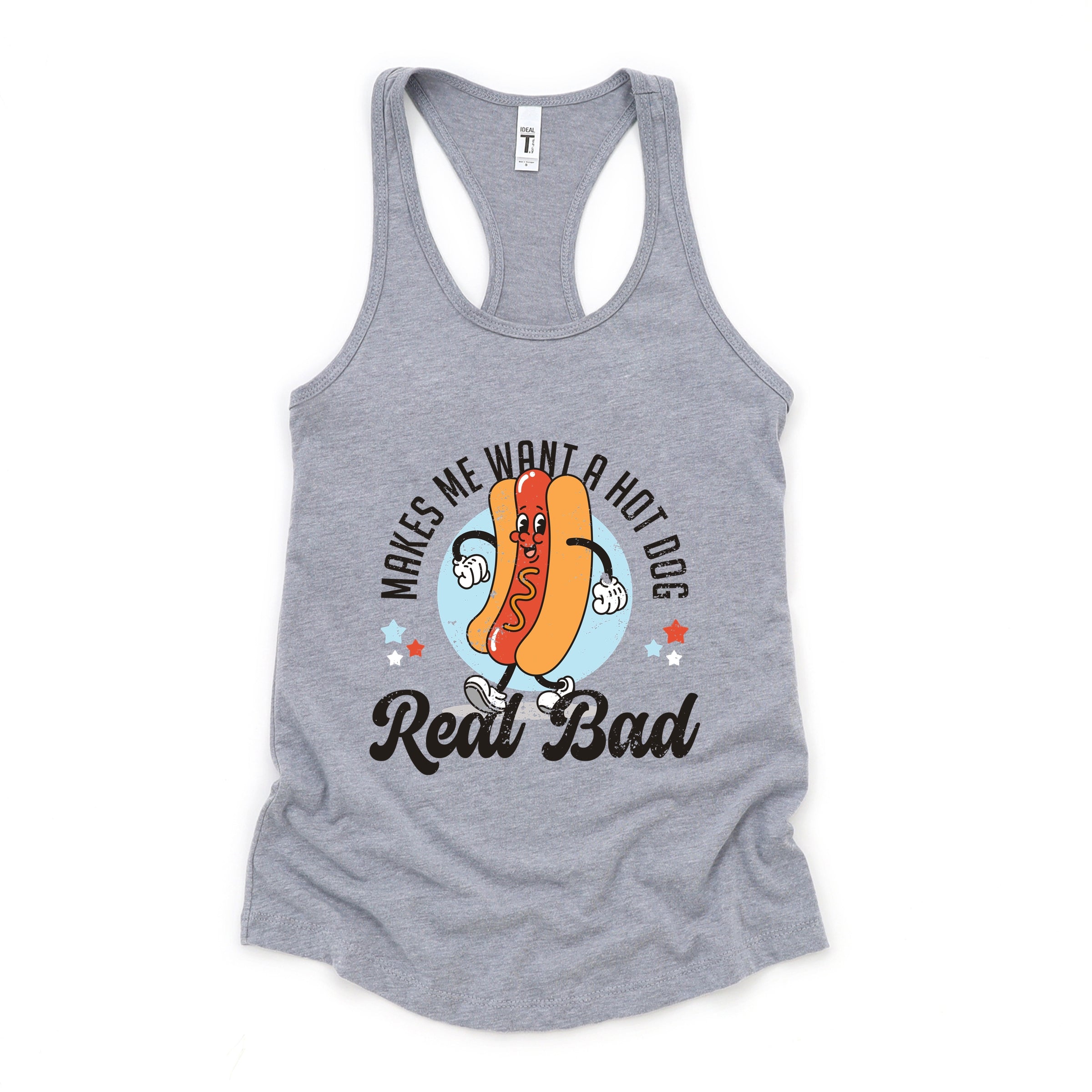 Makes Me Wants A Hot Dog Real Bad Cartoon - Women's Graphic Racerback Tank Top